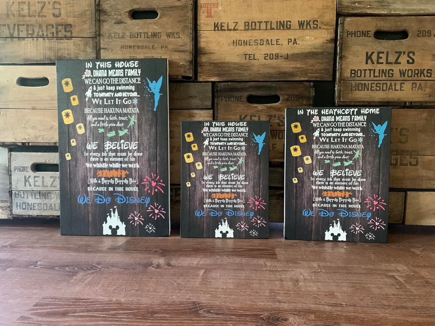Disney Inspired Wall Decor, MAGICAL Mother's Day Gift, In This Home, Best We Do Disney Sign, Popular Rustic and COLORFUL, Personalized Custom Canvas, Wedding or Birthday, Happily Ever After, Bippity