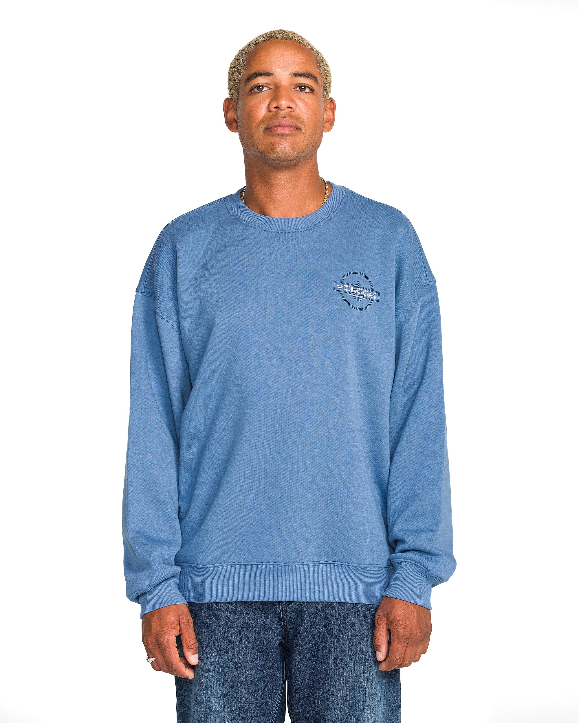 Volcom Men's Roundabout Crew 2 Fleece Sweatshirtew, Feeble Niagara, XXL