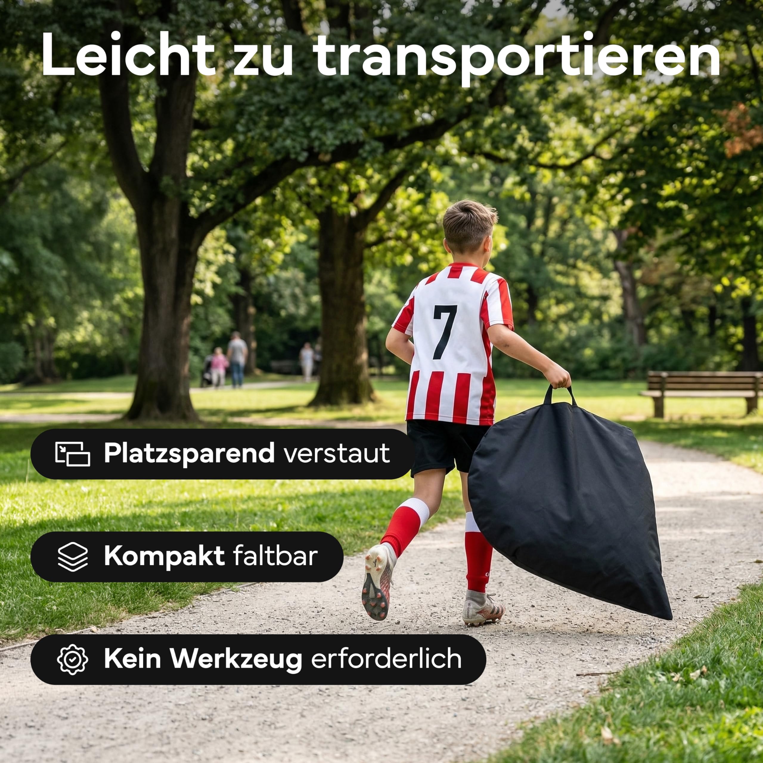 NEOLYMP Fußballtor Kinder Set – Faltbare Tore für Garten & Outdoor – Robuste 9 mm Fiberglas-Stangen – Mit Hütchen, Karabinern, Indoor-Füße & Tragetasche – Fußball-Training - Fußball Trainingszubehör