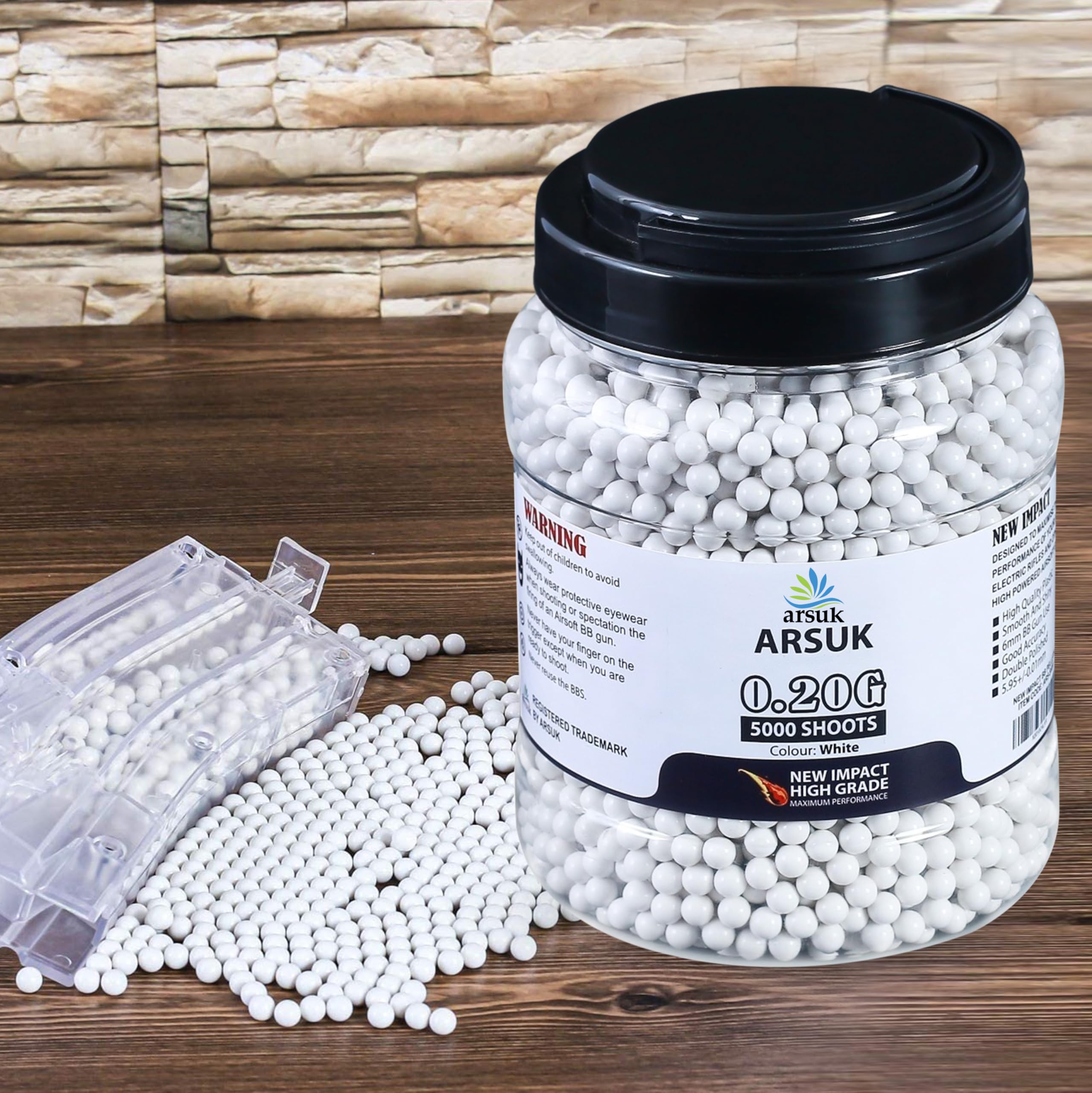 ARSUK Pallini Airsoft BB 6mm 0,20g – Ultra-lisci e senza saldature per precisione di tiro e allenamento tattico – Plastica ABS per prestazioni costanti