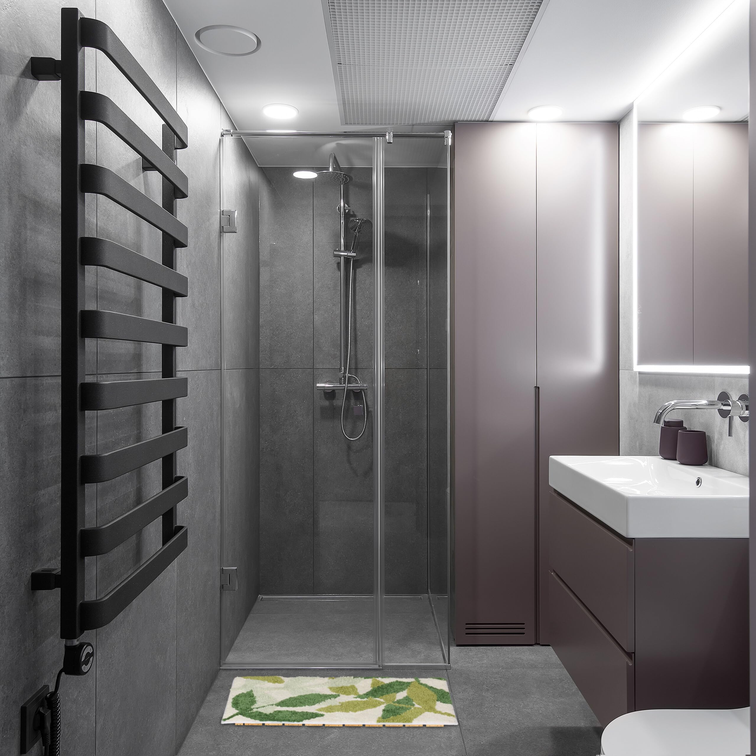 Relaxdays Tappetino in bambù da Bagno, LxP: 70 x 42 cm, Tappeto Antiscivolo per Doccia e Vasca, Arrotolabile, Naturale