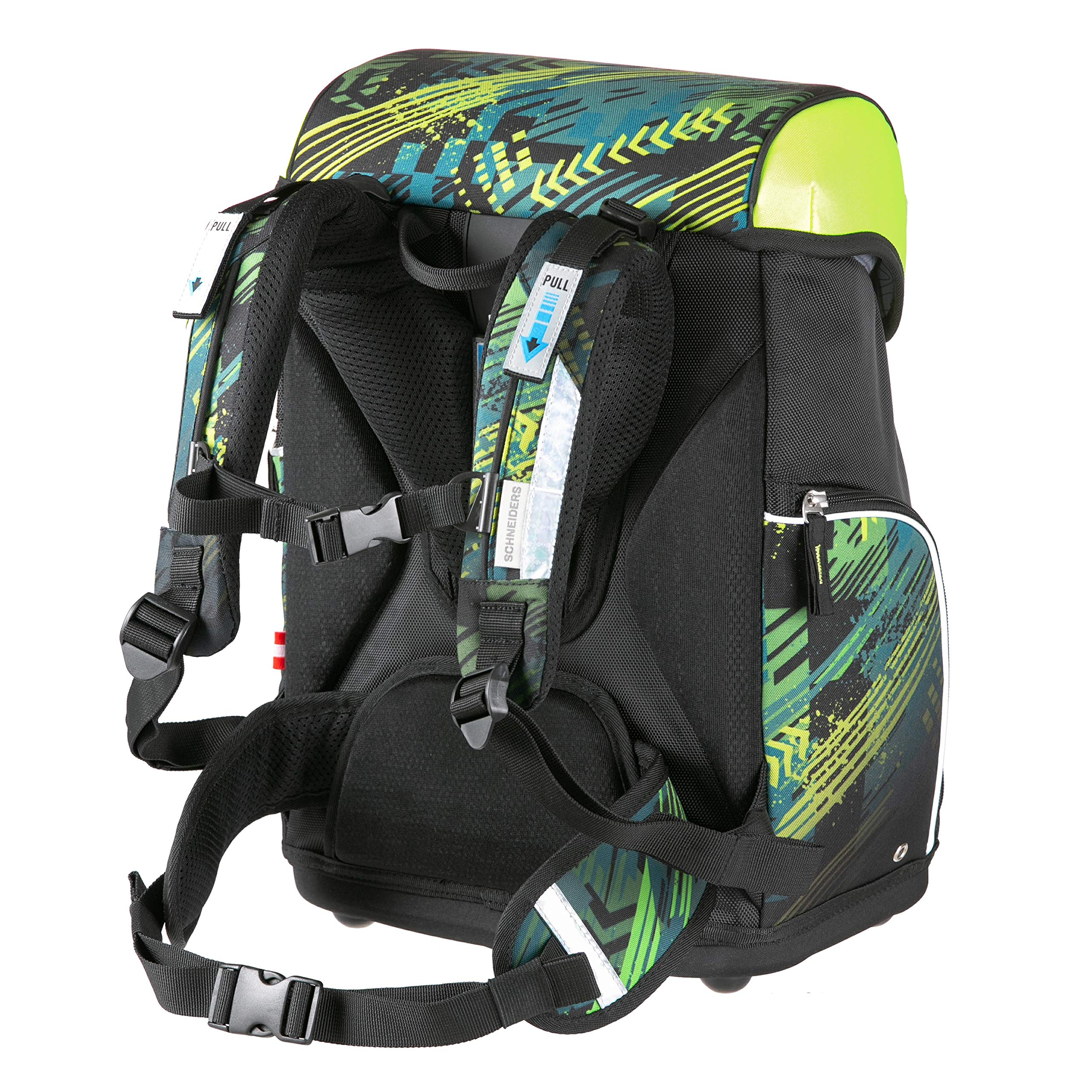 SCHNEIDERS Schulranzen-Set WILD Dino T-Rex – Mit LED-Leuchtsystem, Sporttasche, Brotdose & Trinkflasche