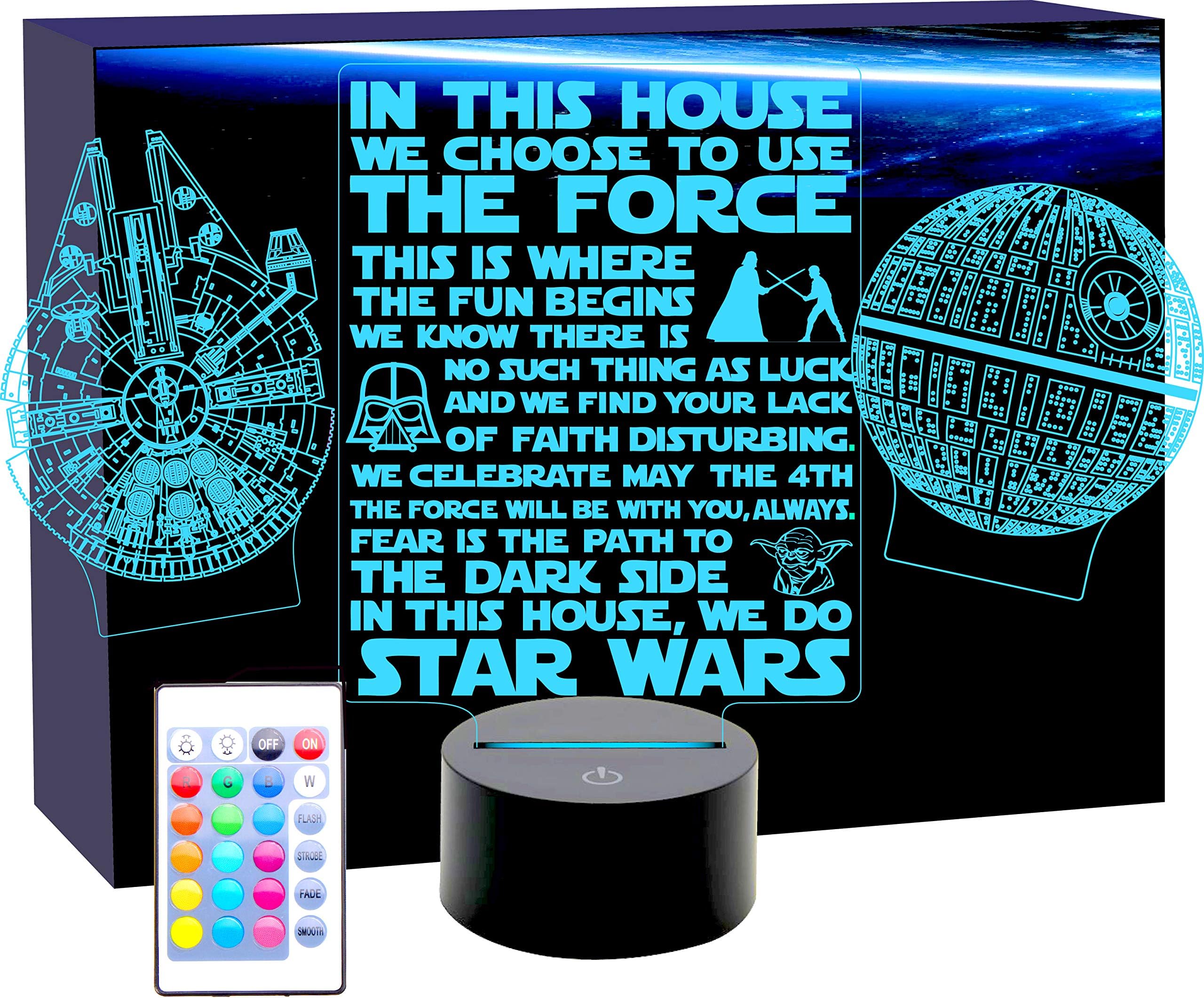 Terrosol 3D Star Wars Lamp - Star Wars Gifts - 3 Pattern&1 Base - Star Wars R2-D2 - Star Wars Bb8 - Death Star Wars - Star Wars Light - Optical Illusion Led Light - Star Wars Lamp