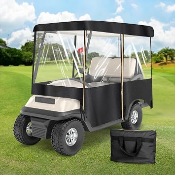 SHANTRA Golf Cart Enclosure, Golf Cart Cover for 2/4 Passengers with 4-Sided Transparent Windows, Portable & Universal Rain Cover with Carrying Bag - Waterproof