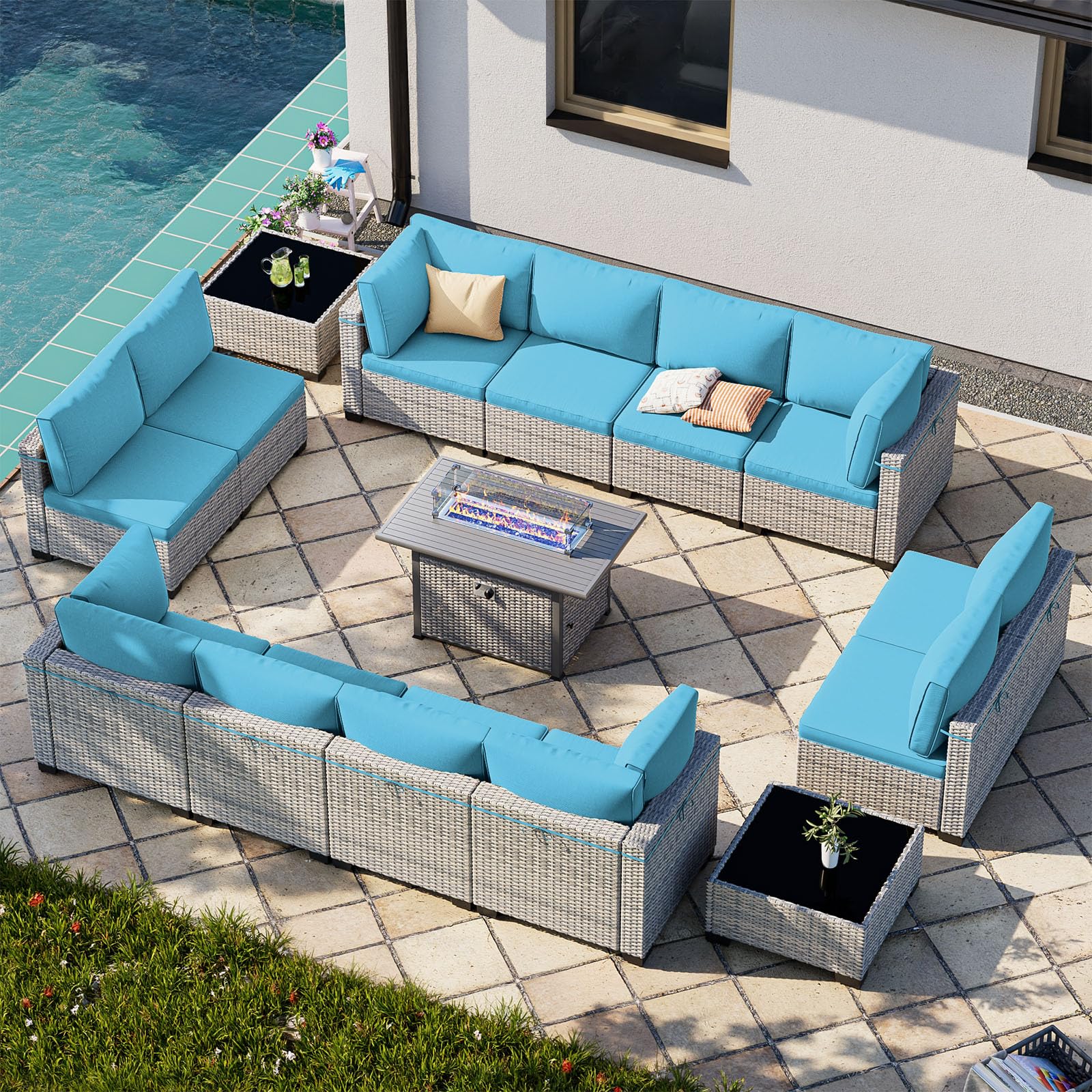 Outdoor PE Wicker Rattan Modular Patio Sectional Sofa Set
