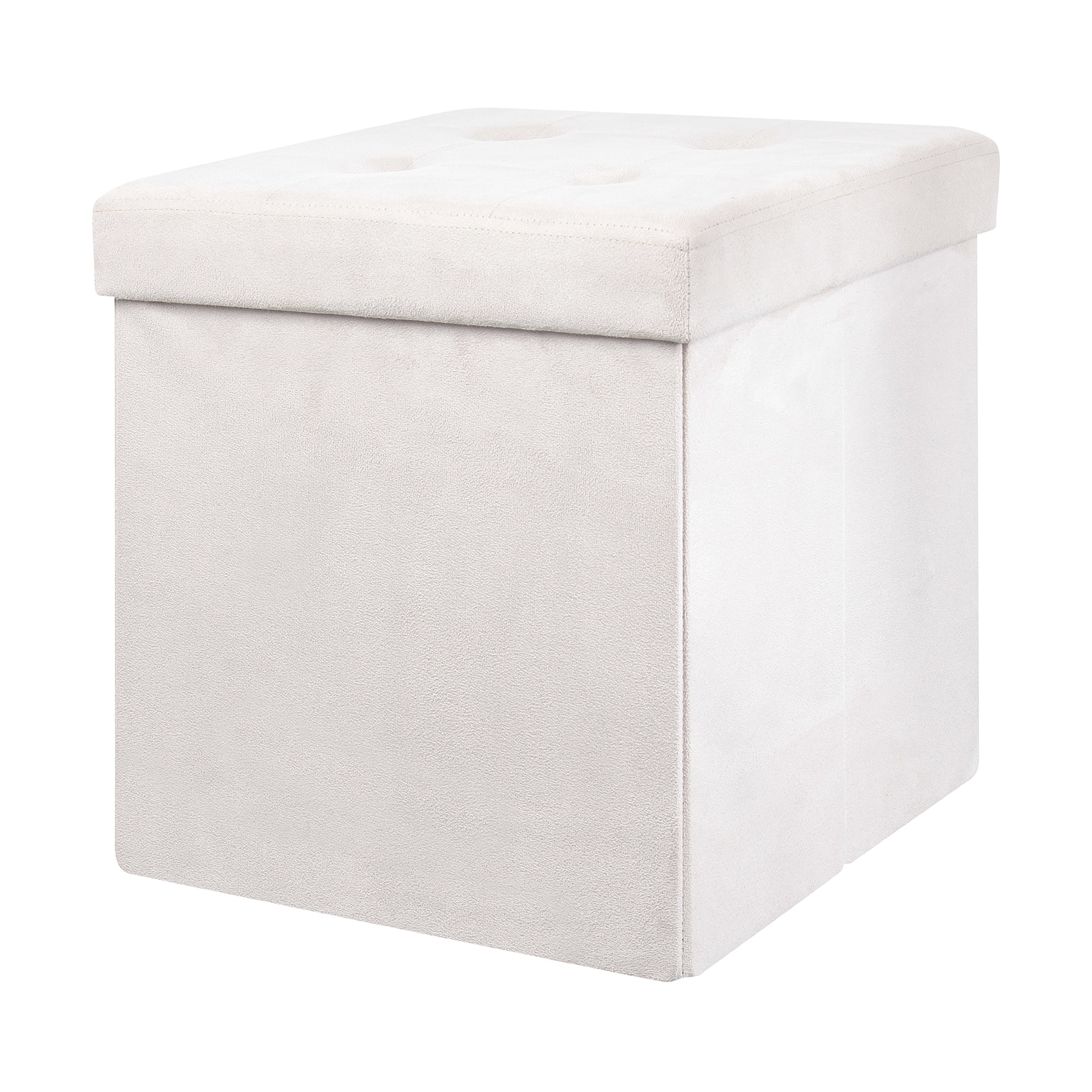 Pouf pliable beige 37,5 cm en polyester par Home Deco Factory