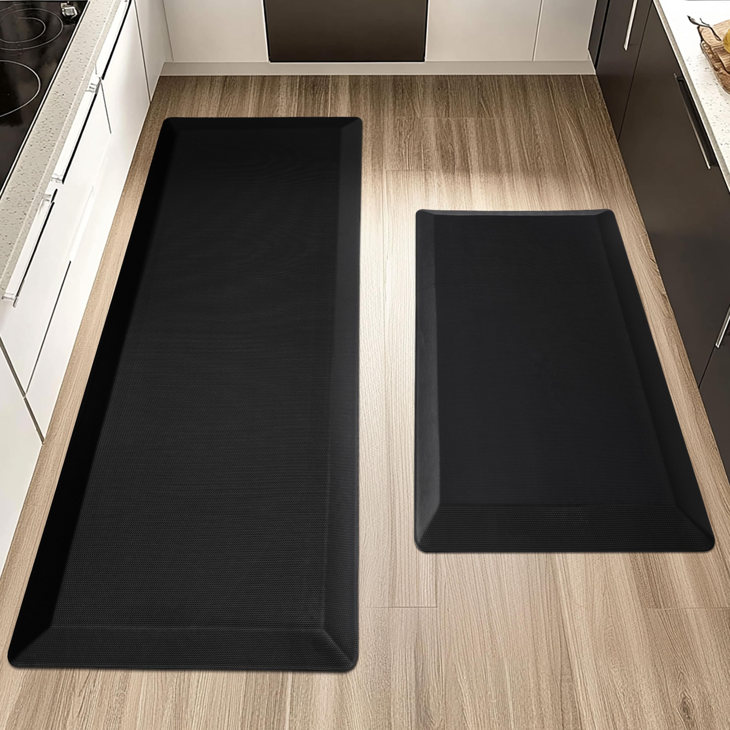 2 PCS Anti Fatigue Kitchen Mats for Floor, 9/10 Extra Thick Cushioned Standing Desk Mat, Comfort Memory Foam Ergonomic Kitchen Rugs and Mats Non-Slip