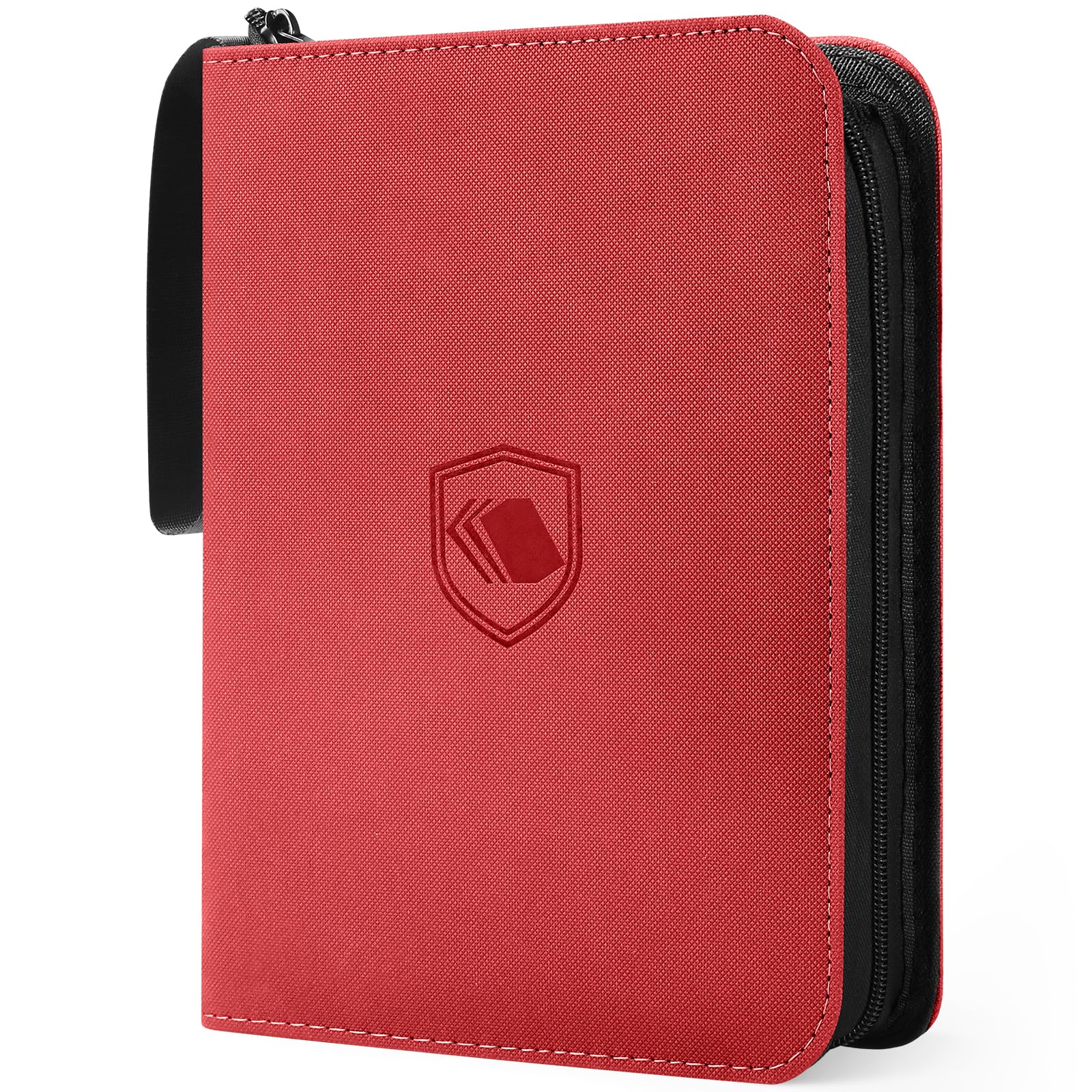 440 Pockets Trading Card Binder, PU Cover Zipper Card Collection Album, Sturdy Card Folder Holder for MTG, TCG, Game Cards, Sports Cards (Red, 4 Pocket)