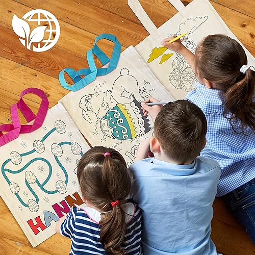 Miniatura 5 de Bolsas de Pascua personalizadas, regalo para niños con nombre, 3 asas de colores y 6 diseños, bolsas de regalo personalizadas de conejito colorido