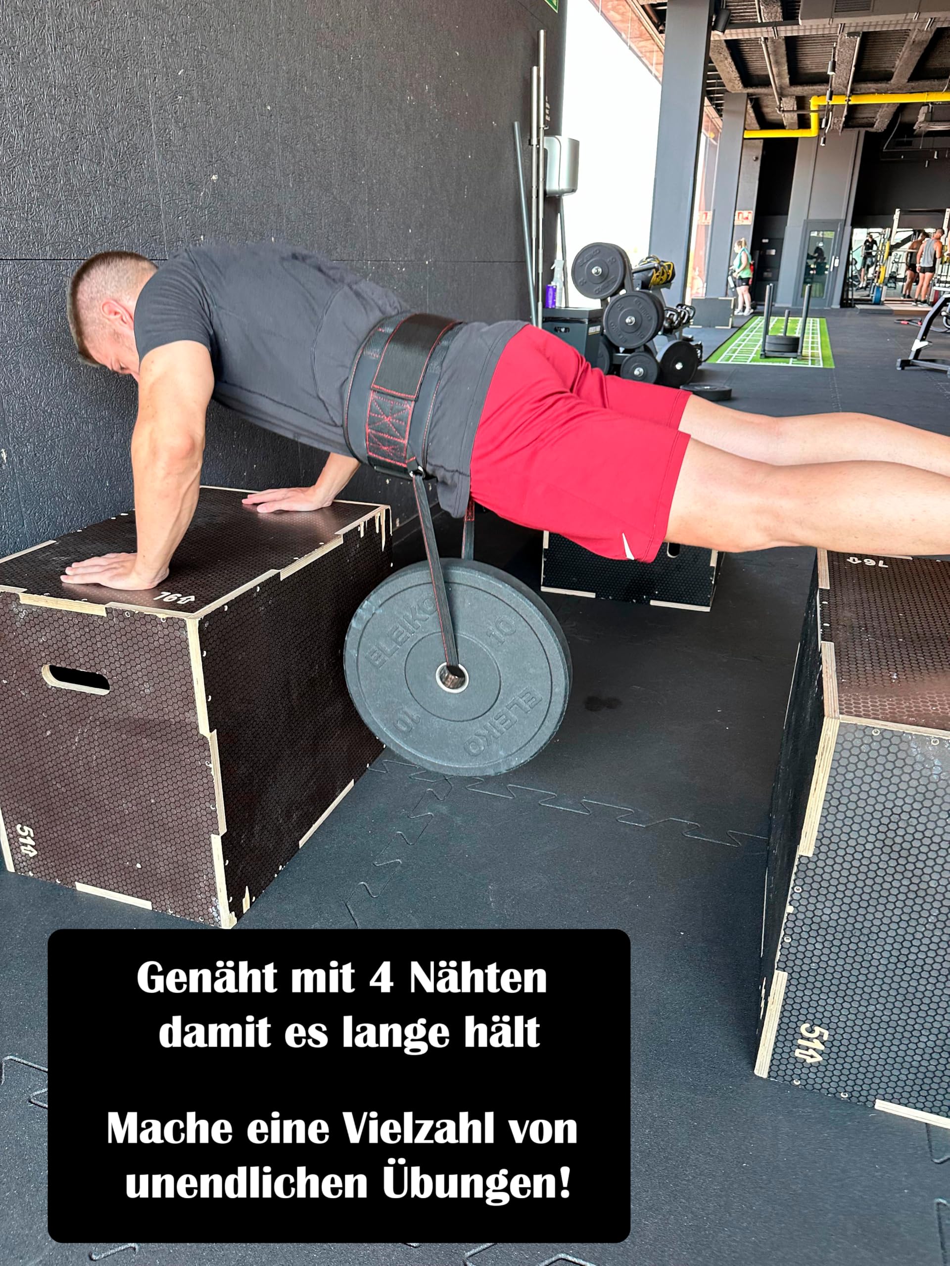 Gewichtsgürtel für Zusatzgewicht mit 1 Seilen von 100 cm und 2 Karabinern | Klimmzug Gürtel bis zu 250Kg | Gürtel für Gewichte de Einheitsgröße 4 Karabinerhaken