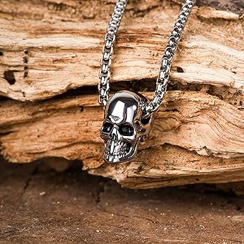Amazon | HAQUIL スカルヘッドペンダントネックレス スカルステンレス