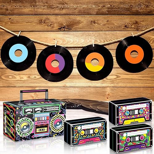 Miniatura 6 de Chinco 22 cajas de recuerdo de boom de los años 80  Boom Box recuerdos de fiesta y decoración  Cajas de regalo de casete de radio retro  Centros de