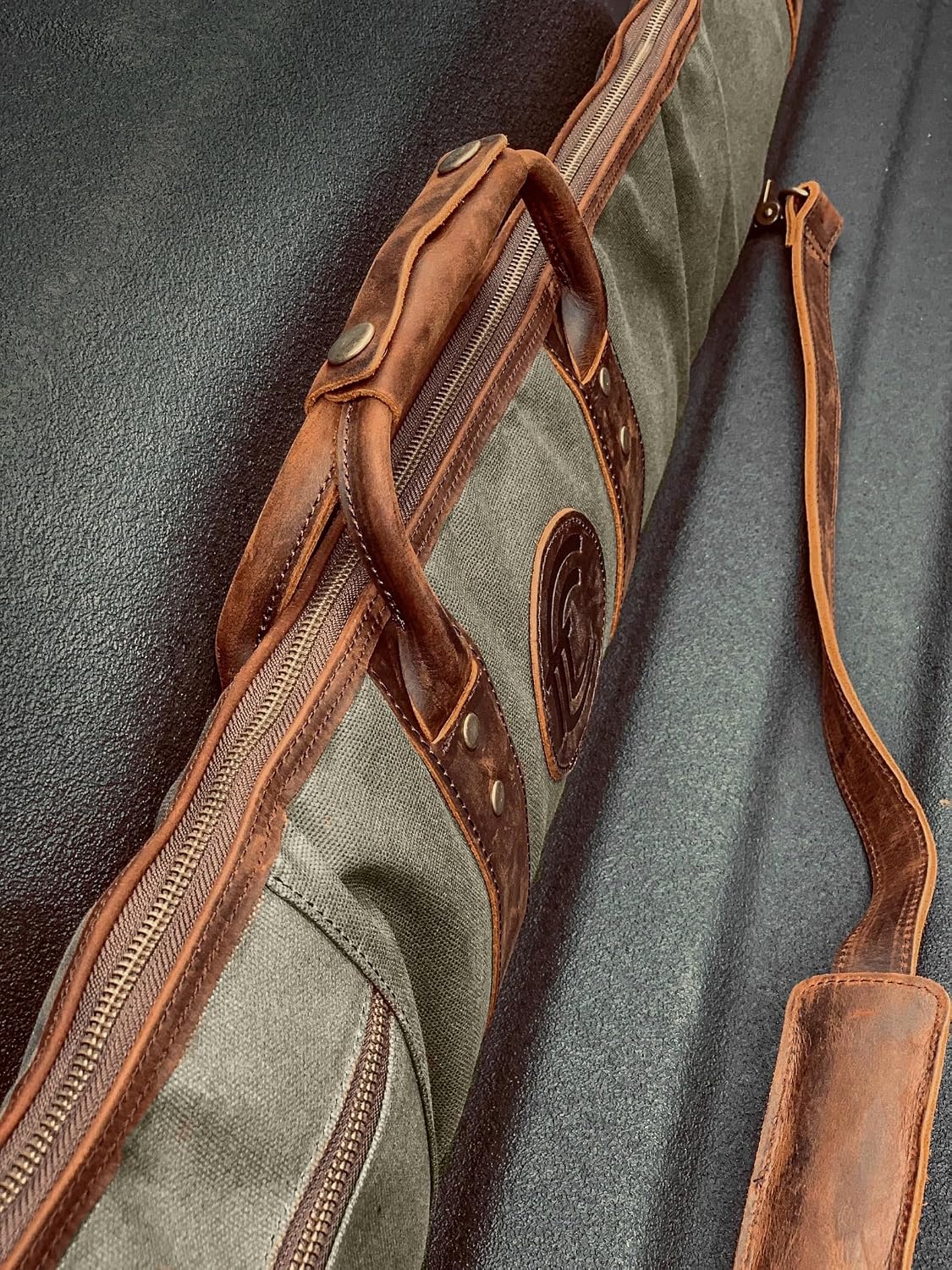 American Furniture Classics Outdoor Leisure Products Model CT10002 Canvas and Leather Shotgun Case
