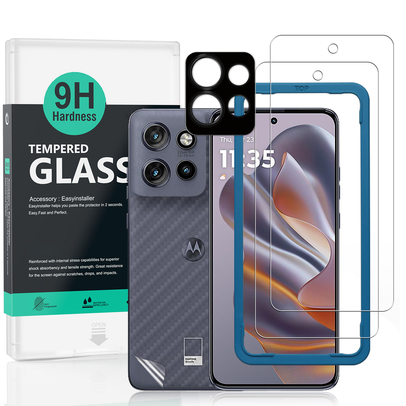 Kit Protection écran Motorola Moto G56 5G - 2 Verres Trempés 9H + 1 Film Caméra + 1 Film Arrière - Facile à Installer