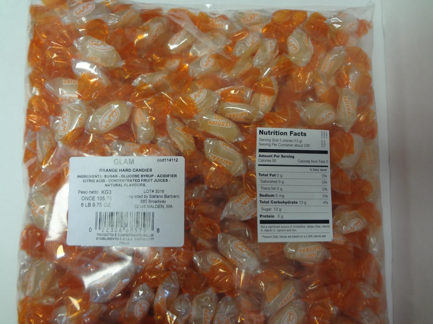 GLAM ORANGE HARD CANDIES 6 LB BAG Grocery & Gourmet Food