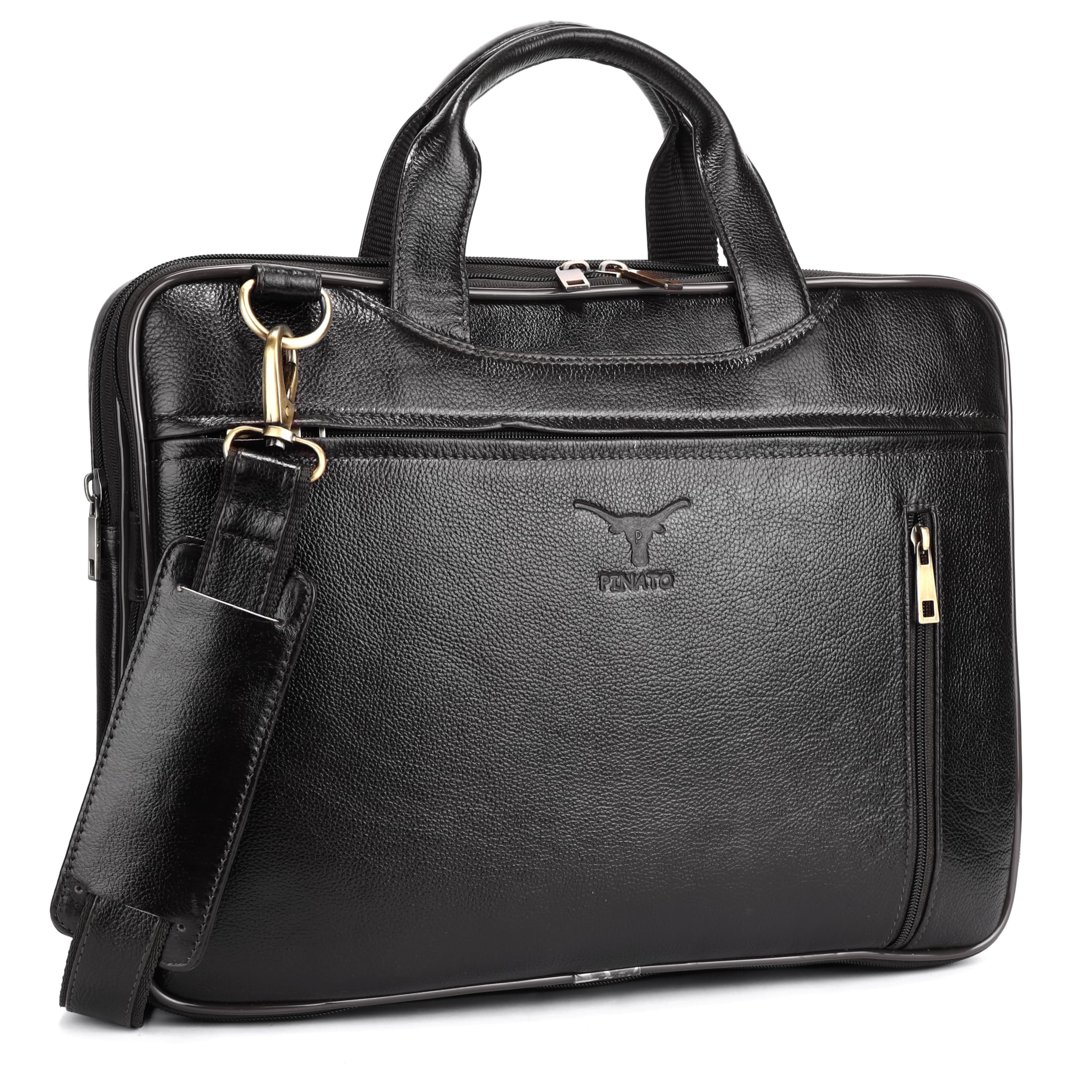 Handcrafted Genuine Full-Grain Leather Laptop Messenger Bag | Professional 15.6-Inch Briefcase for Men | Padded Executive Work Bag & Travel Satchel with Adjustable Shoulder Strap-image-24