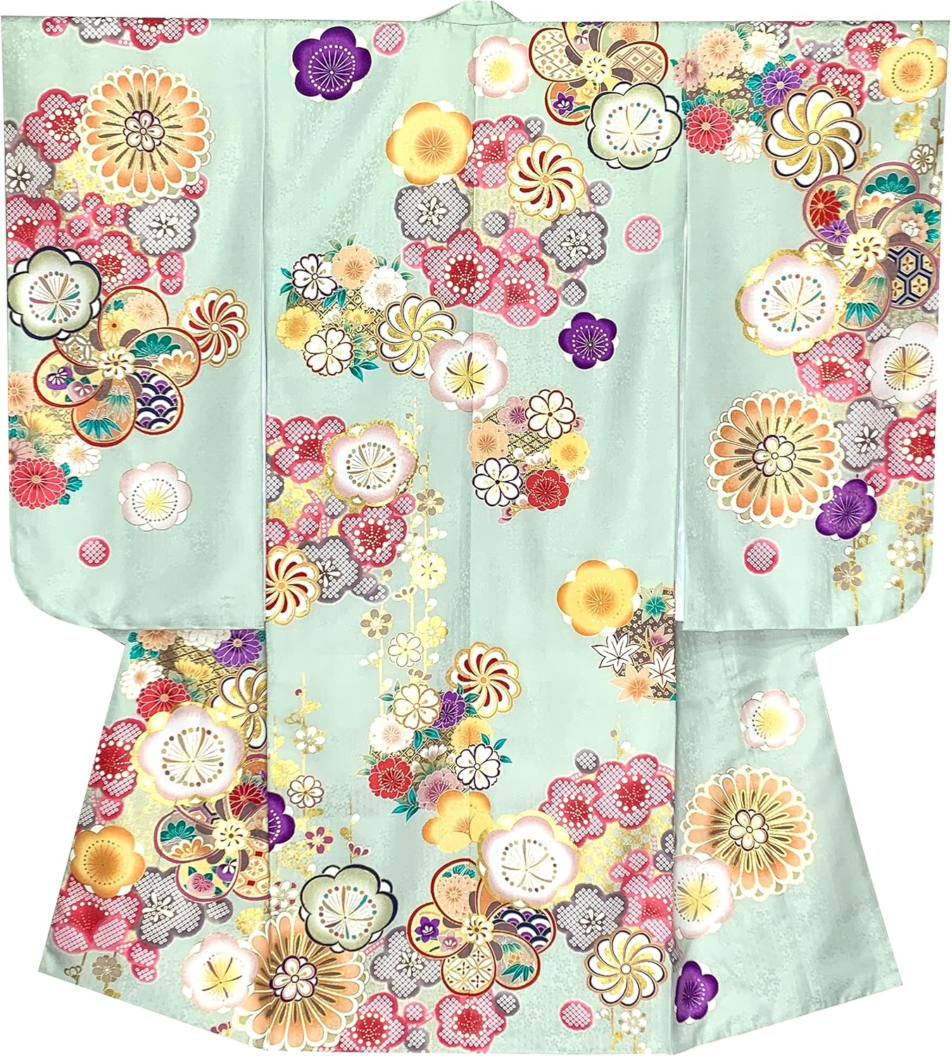 七五三 三歳 女児 正絹 被布着物フルセット 半衿伊達襟付き NO38637