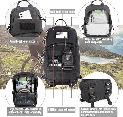 Miniatura 4 de Mochila táctica de hidratación pequeña 10L Molle Pack para senderismo al aire libre Grava Ciclismo Ciclismo de montaña con vejiga 2.5L