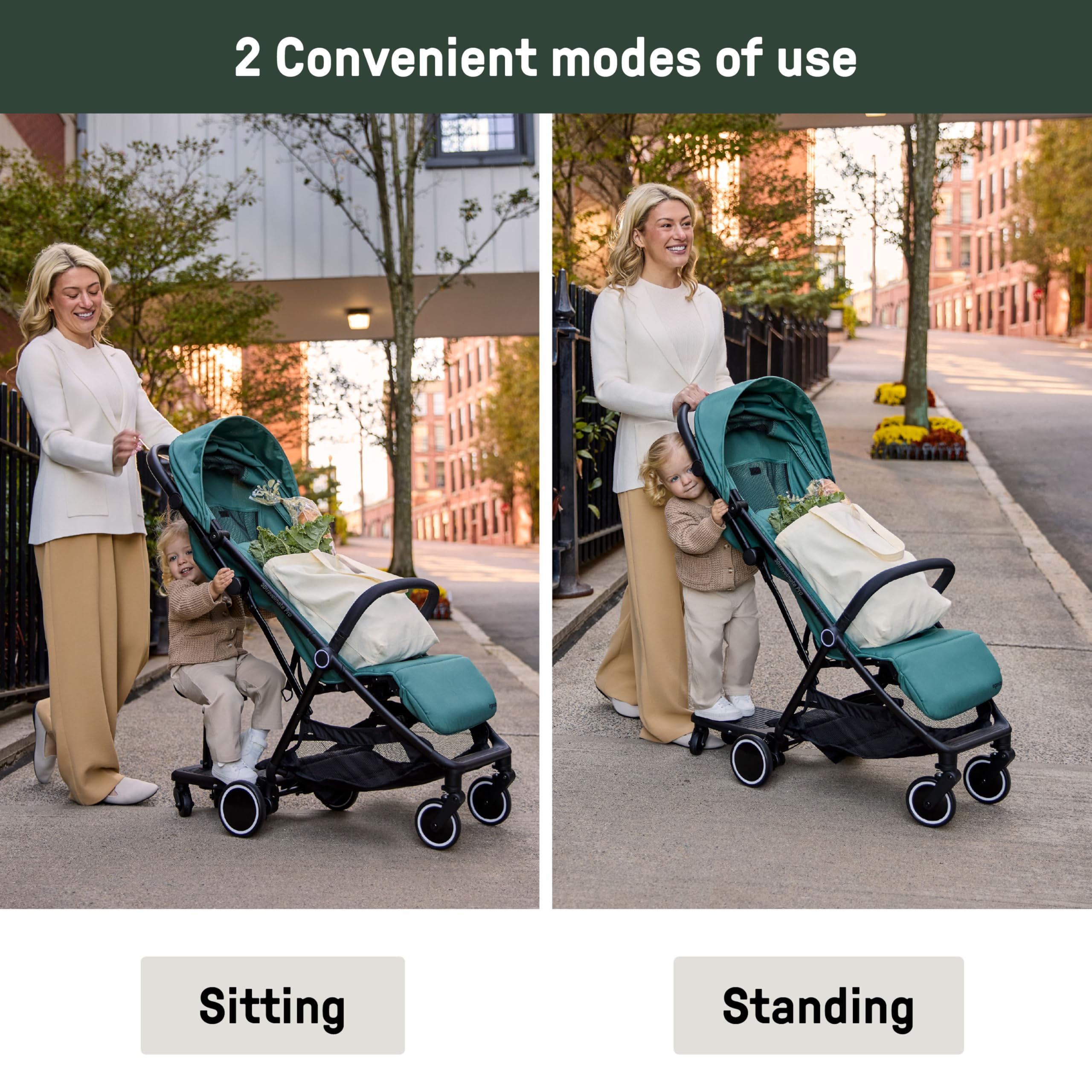 Ingenuity Marchepied pliable avec siège amovible, 2 en 1 pour enfants debout ou assis, pliable avec poussette, compatible avec poussette 3DSuite