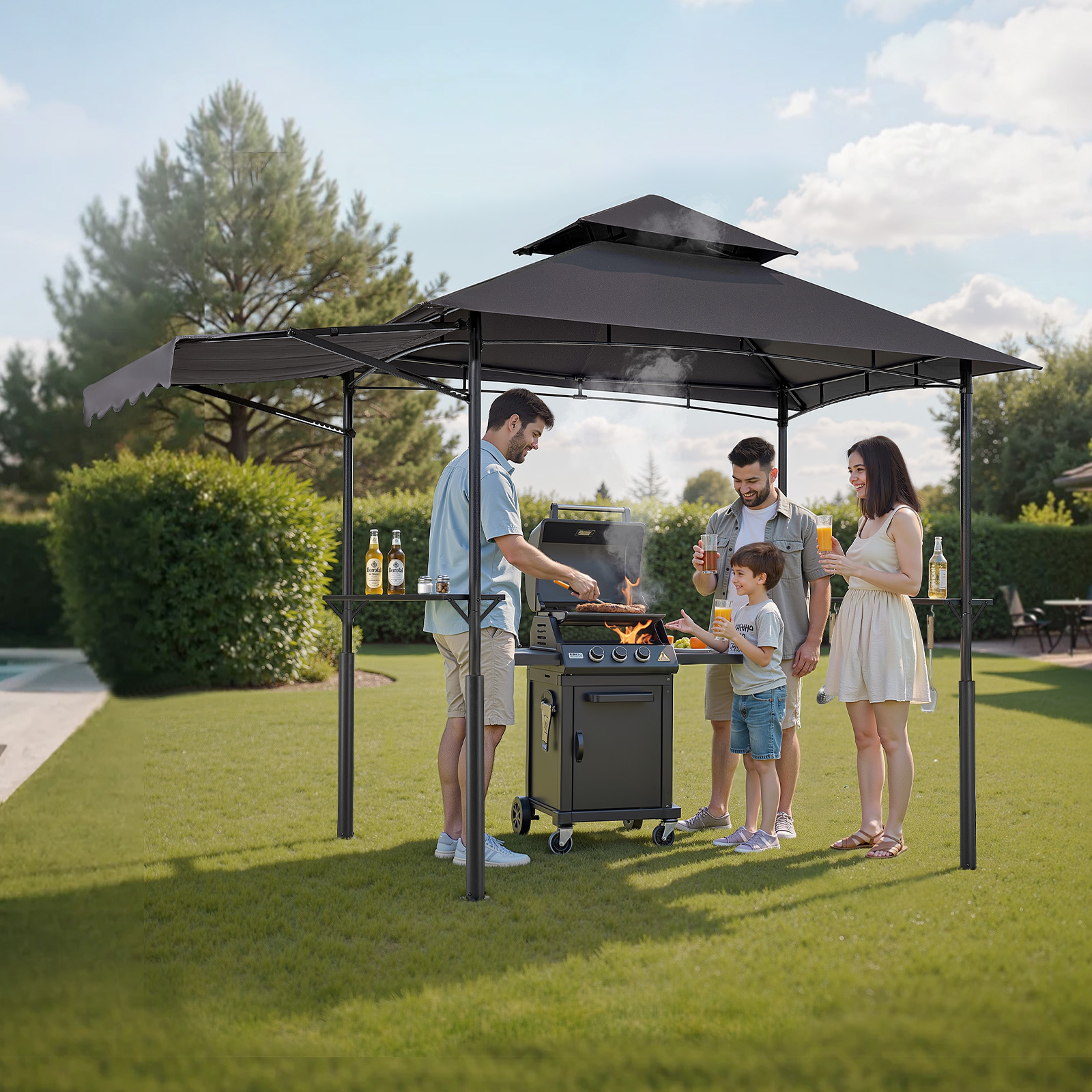 Amazon.com : VEVOR Grill Gazebo, 8 x 5 ft Double-Tiered Top
