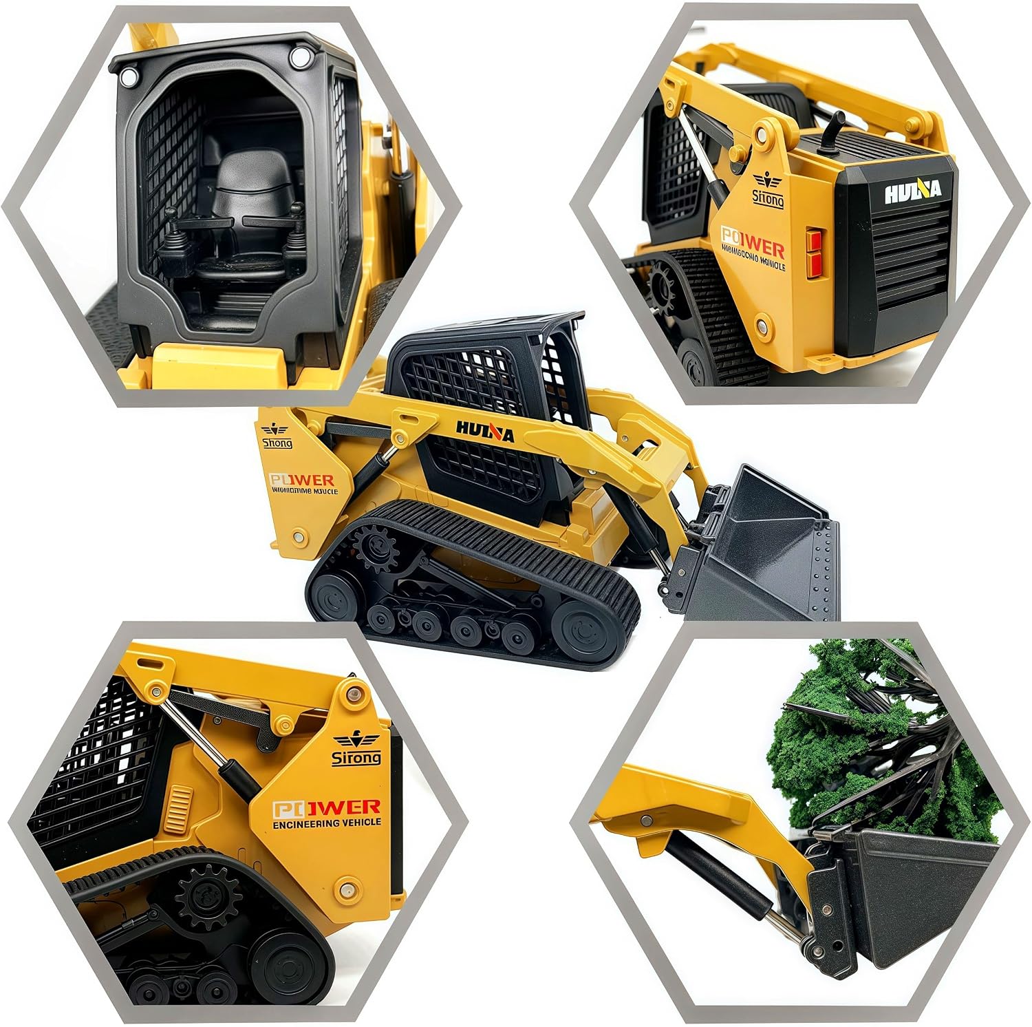 Gemini&Genius Construction Truck 3 in 1 Tracked Forklift with Metal Loader Shovel and Grab Shovel Construction Vehicle 1/50 Scale Alloy Tracked Tractor Toys for Kids(Tracked/Brown)
