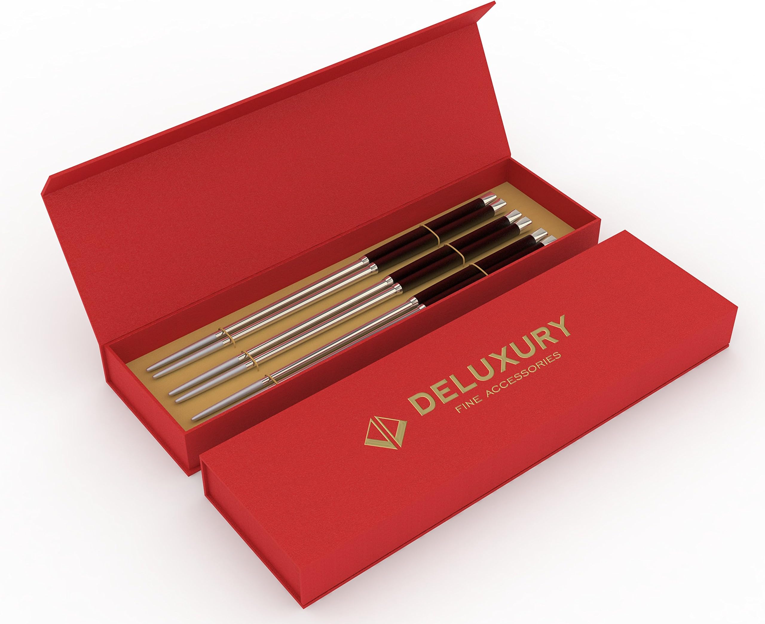 Chopstick Set, Stainless Steel (3 pairs) - Premium Gift Set, Reusable, Dishwasher Safe