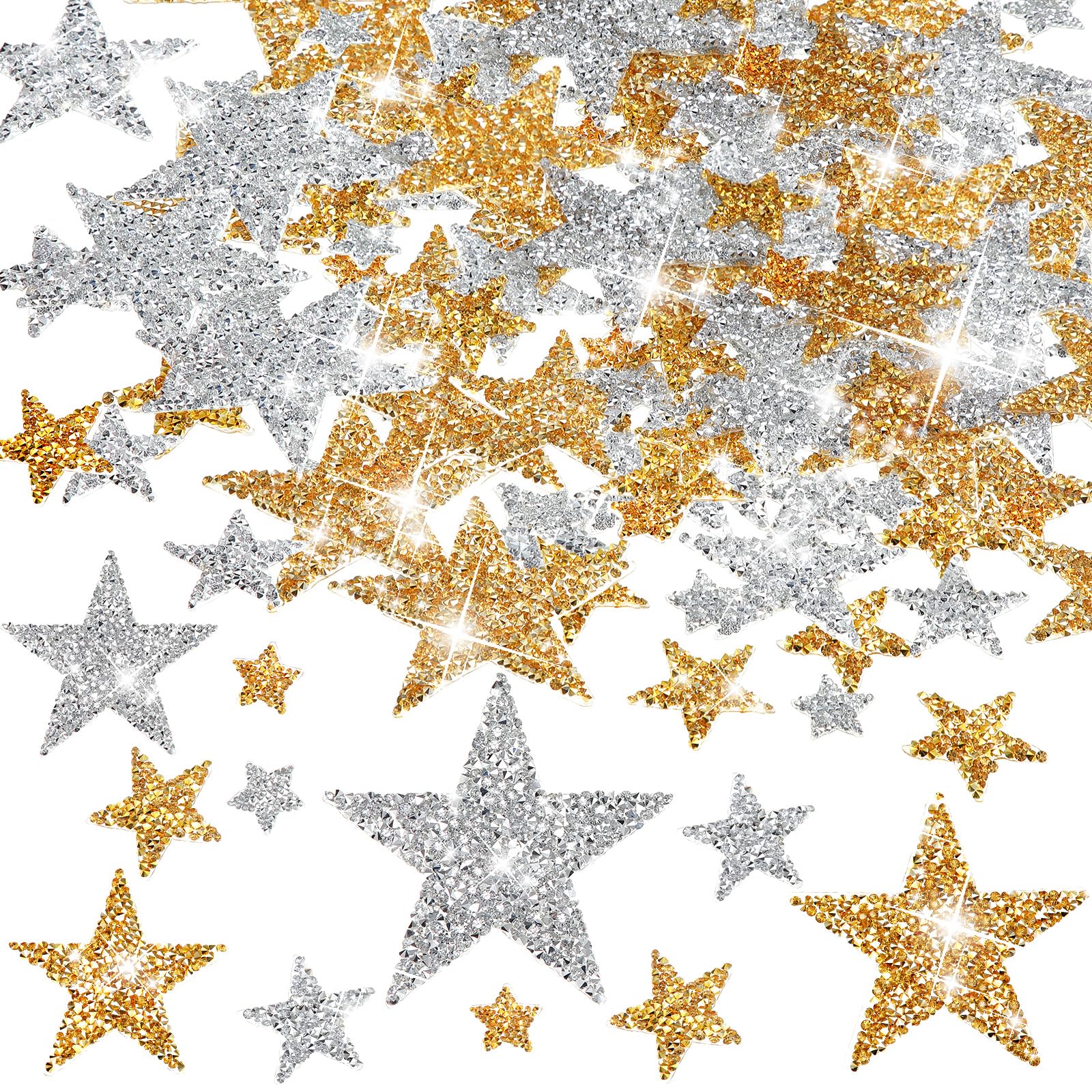 Patchs d'étoile à repasser en strass et paillettes : 120 pièces décoratives multi-tailles