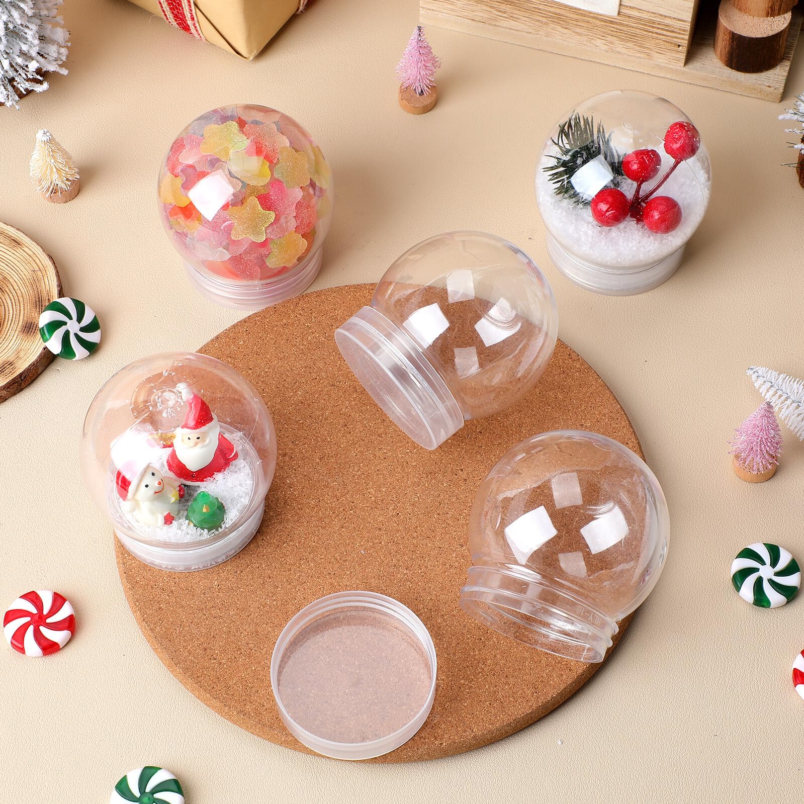 Homoyoyo 10pièces Lot de Mini Boules à Neige Transparentes Vides avec Bouchon à Vis pour Soi-même des Boules à Neige Décoratives