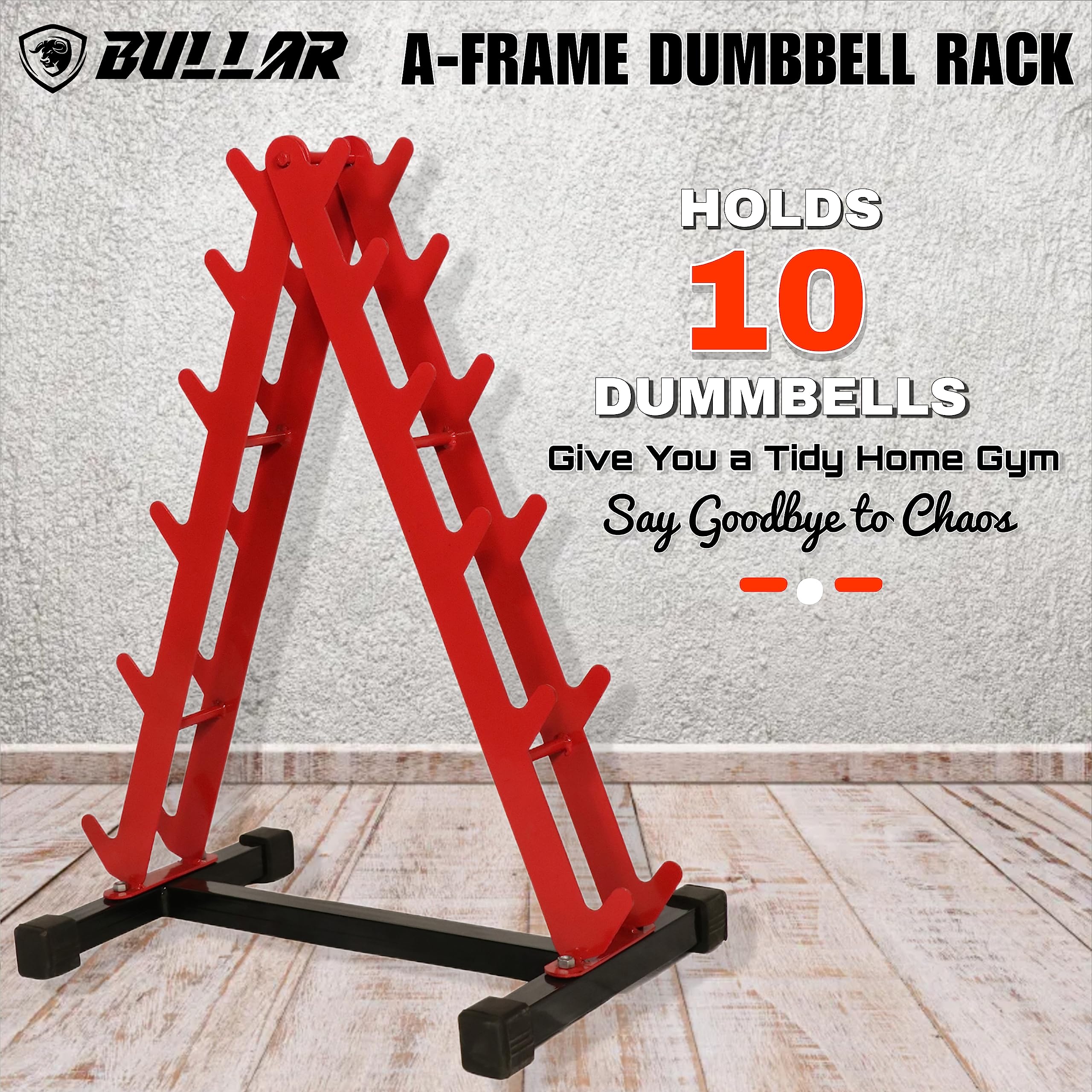 BULLAR dumbbell rack for home gym fitness (DUMBBELL-RACK) (Red) 1