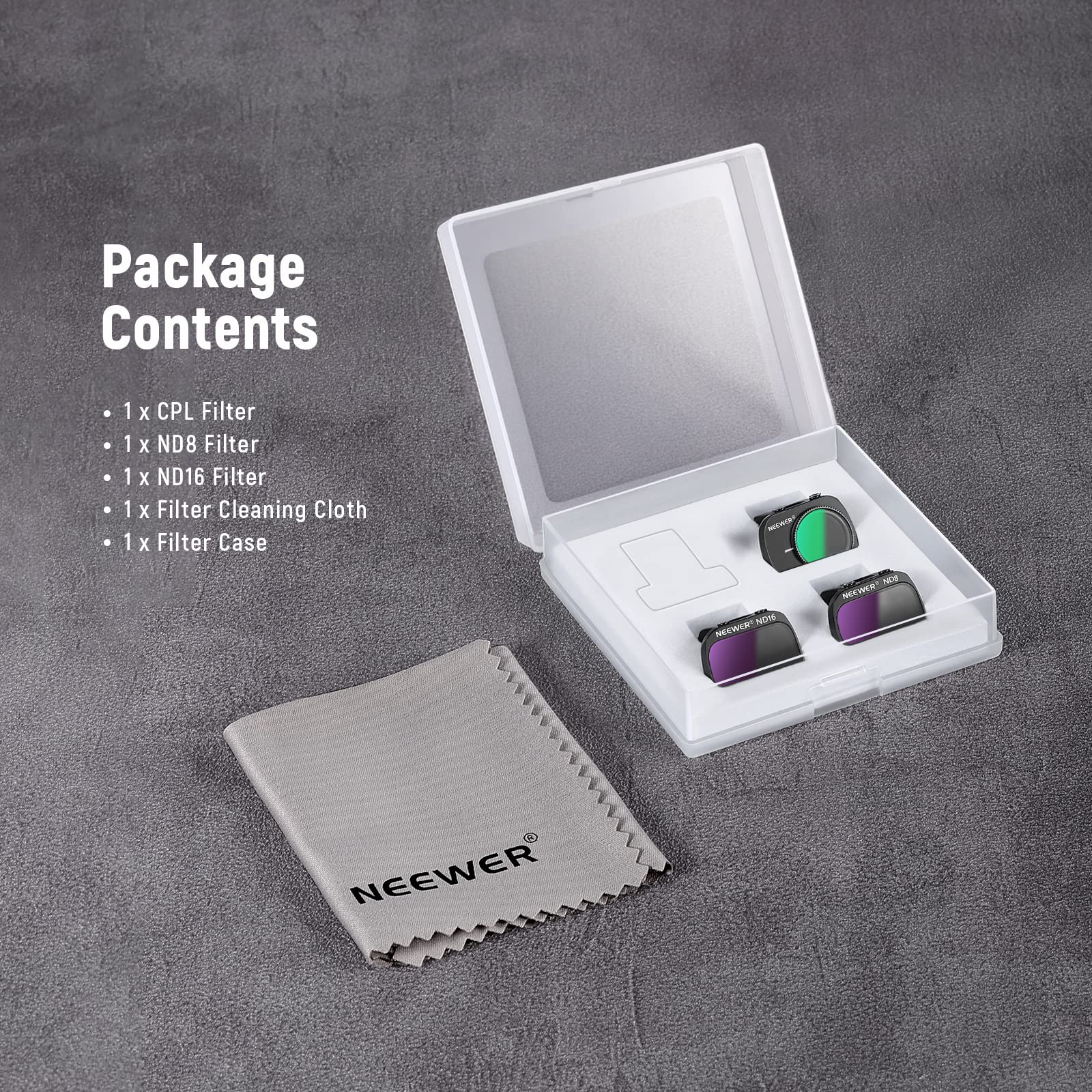 NEEWER 3pz Set di Filtri ND Multirivestito a Definizione Alta Vetro Ottico ND8 ND16 CPL, Compatibile con DJI Mavic Mini 2
