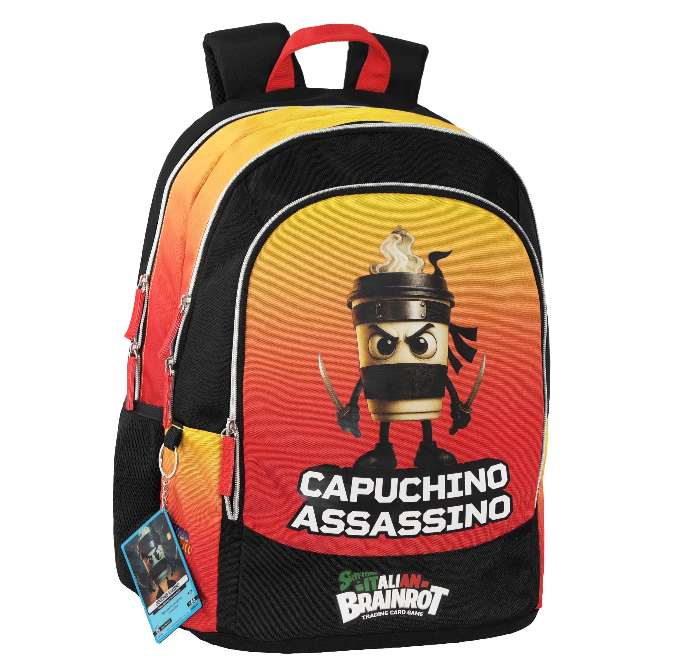BRAINROT - Zaino Scuola Organizzato Ufficiale Brainrot, Zaino per Ragazzi con Retro e Fondo Termoformati, Spallacci Imbottiti e Regolabili, Interno Foderato con Tasca Zip, 32x43hx23 cm