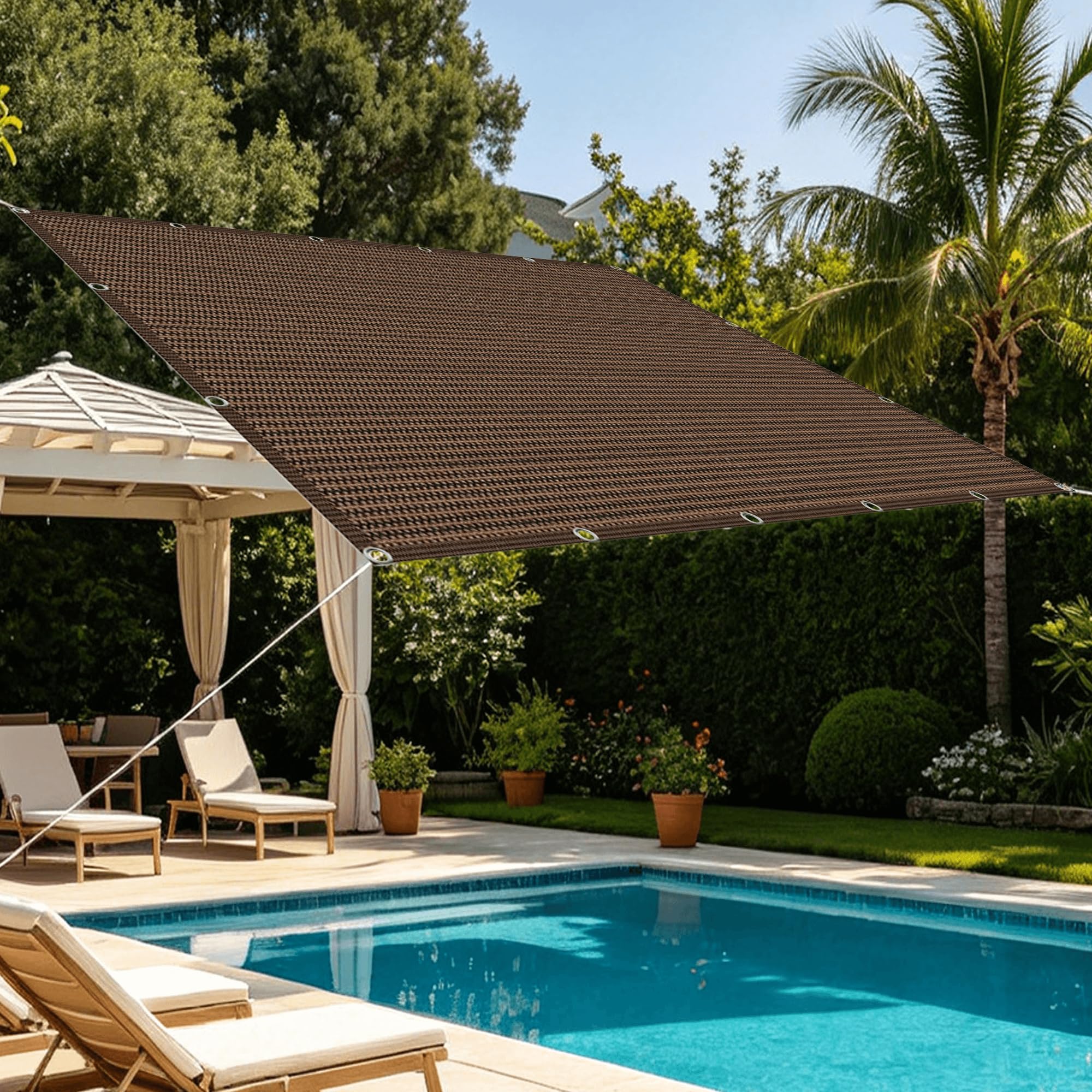 Filet protection solaire vent et eau brise-vue marron 1.4x8m pour terrasse et ombrage potager