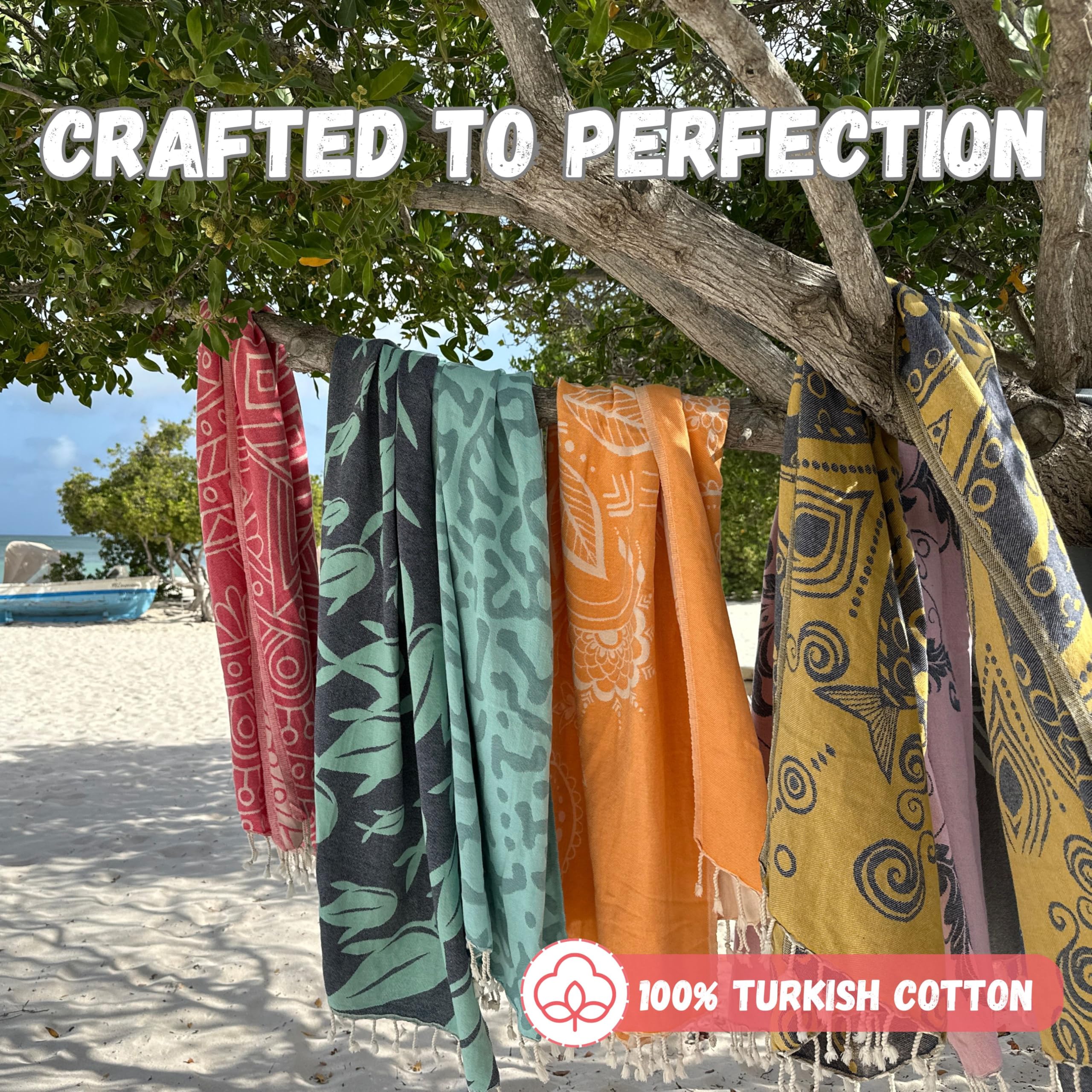 Turkish Cotton Beach Towel - Large Quick Dry Sand Towel (69x37 Inches) - Lightweight & Absorbent - View #8