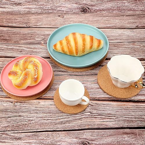 Miniatura 4 de Patelai 24 posavasos de corcho, base de corcho redonda gruesa en blanco para copas de vino, bar en casa, cocina, restaurante, cafetería, fiesta de