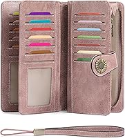 Vista 18 de SENDEFN Billeteras de cuero para mujer, tarjetero de crédito con bloqueo RFID, pulsera de gran capacidad with RFID Blocking, Large Capacity