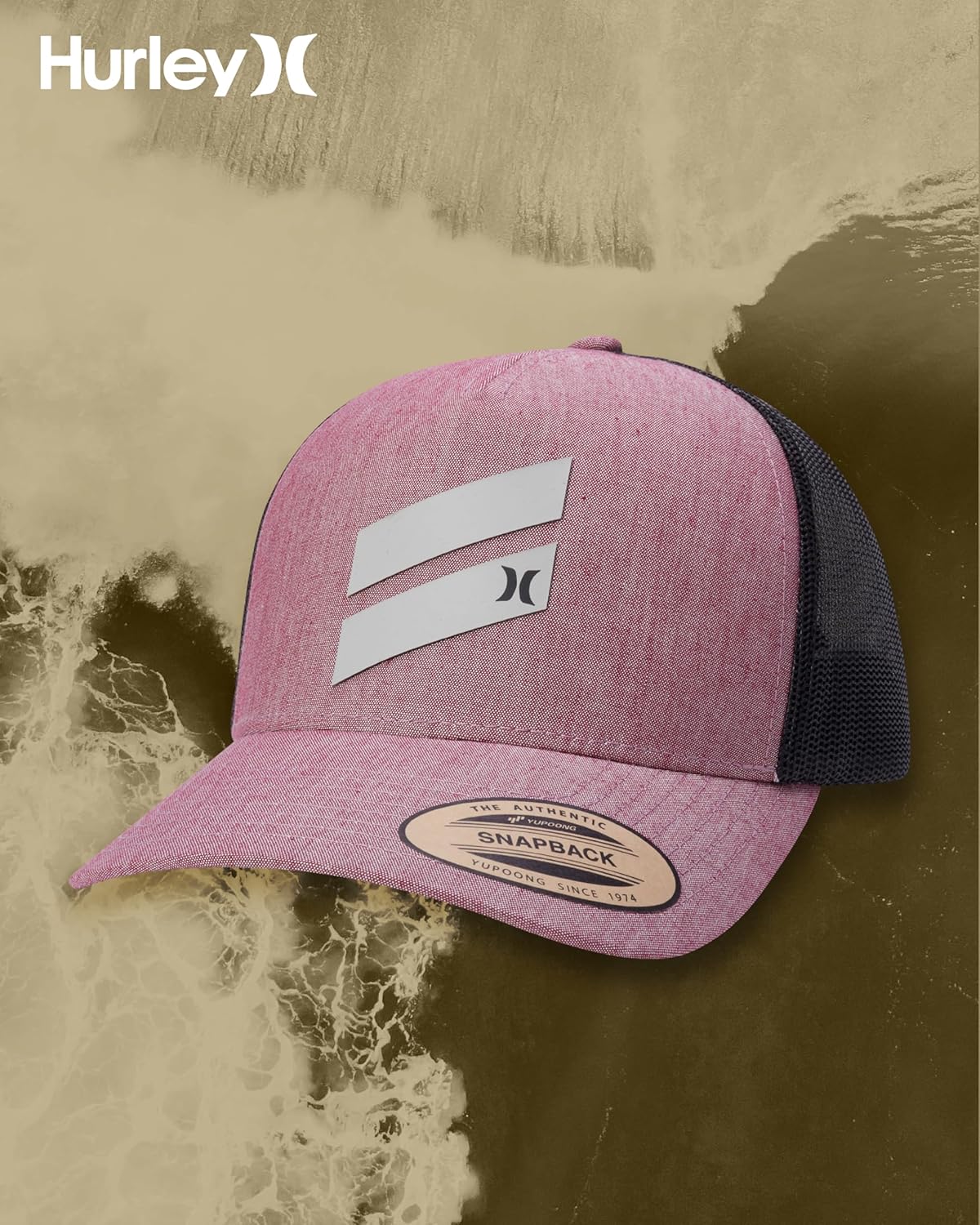 Hurley Men's Trucker Hat - Lightweight Breathable Poly Mesh Back Curved Bill Baseball Cap with Adjustable Snap Closure - Image 6