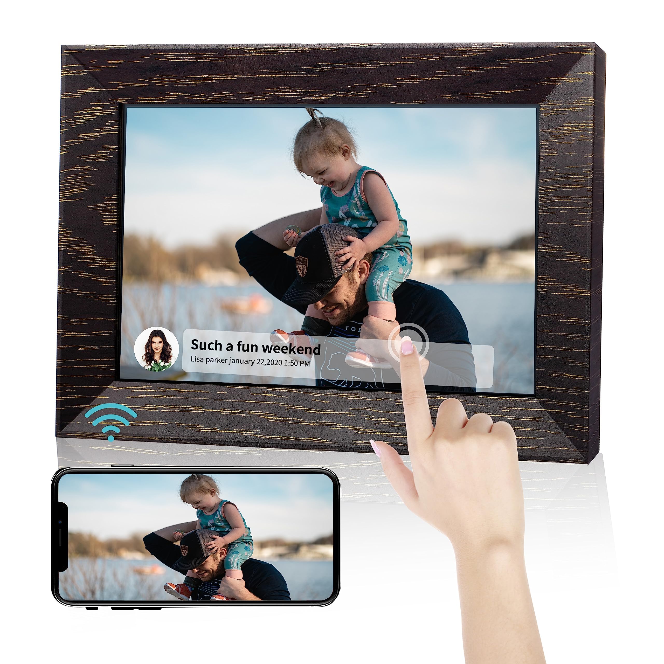 Cadre Photo numérique Wi-FI de 8",1280 * 800, 16G,écran Tactile IPS