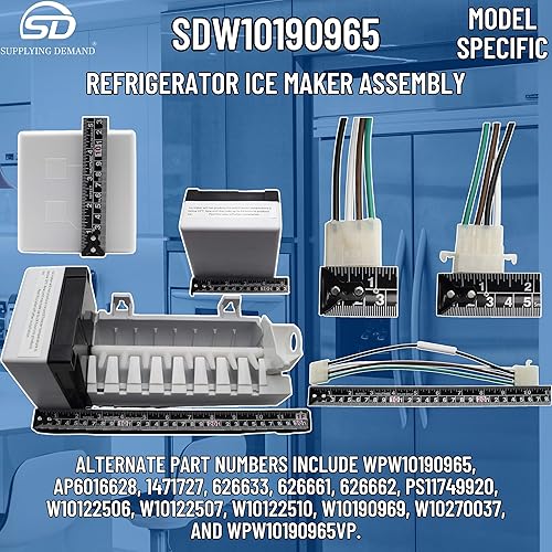 Miniatura 6 de Supplying Demand W10190965 W10190966 - Repuesto de montaje de máquina de hielo para refrigerador sin brazo de fianza