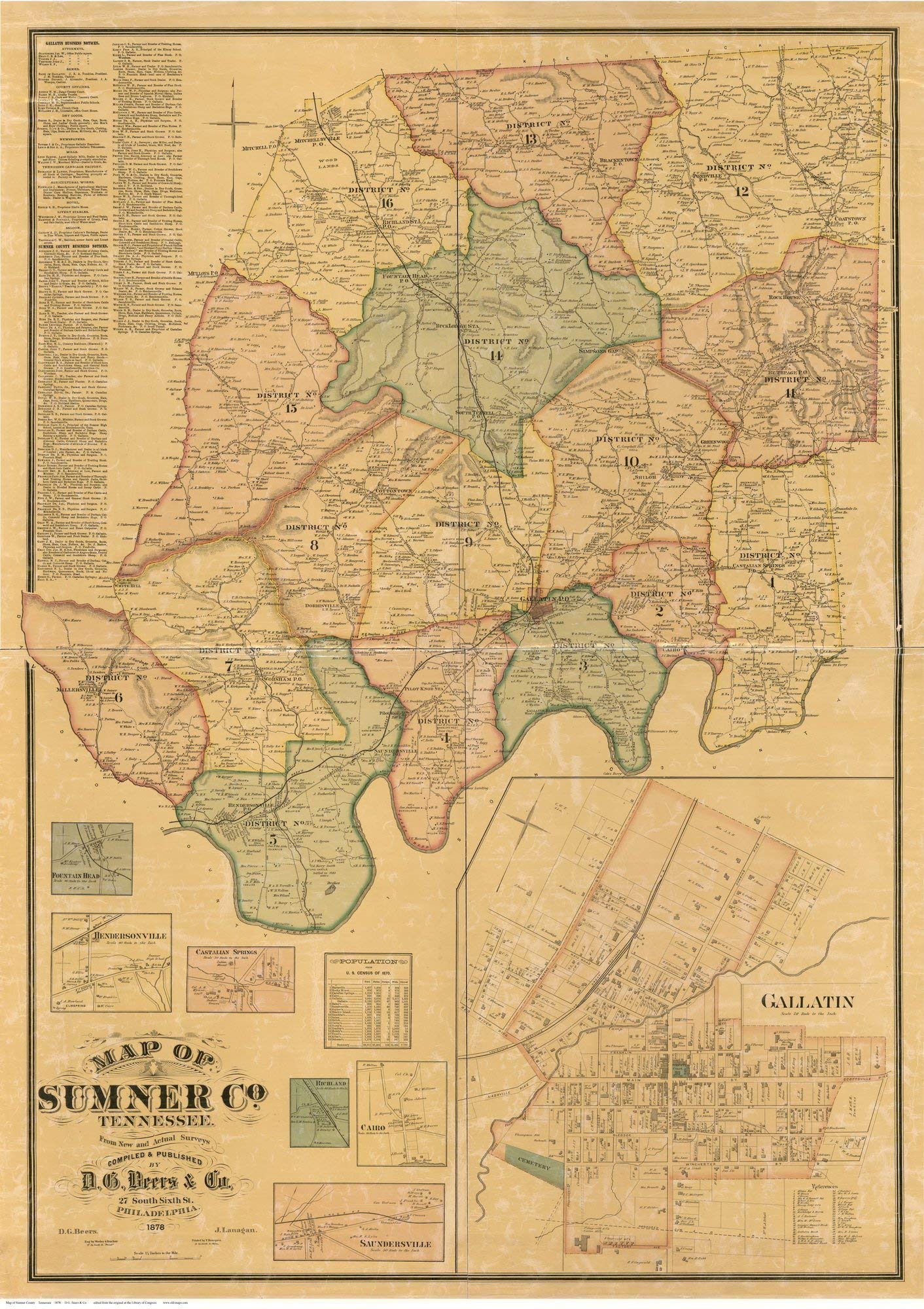 Buy Sumner County Tennessee 1878 Wall with wner Names Genealogy Old Reprint Online at