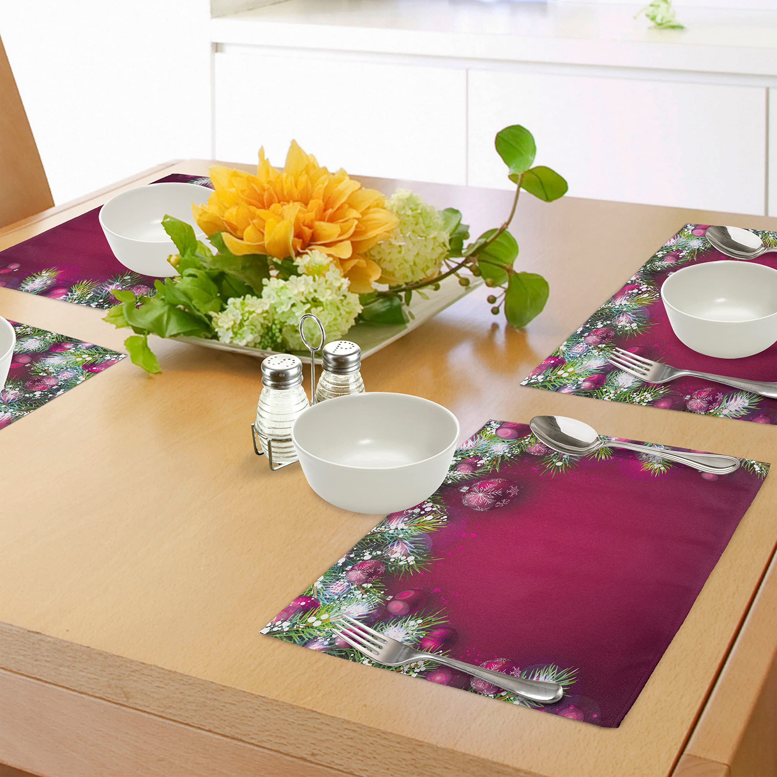Set 4 Tovagliette Americane ABAKUHAUS Natale – Tessuto Lavabile Antimacchia