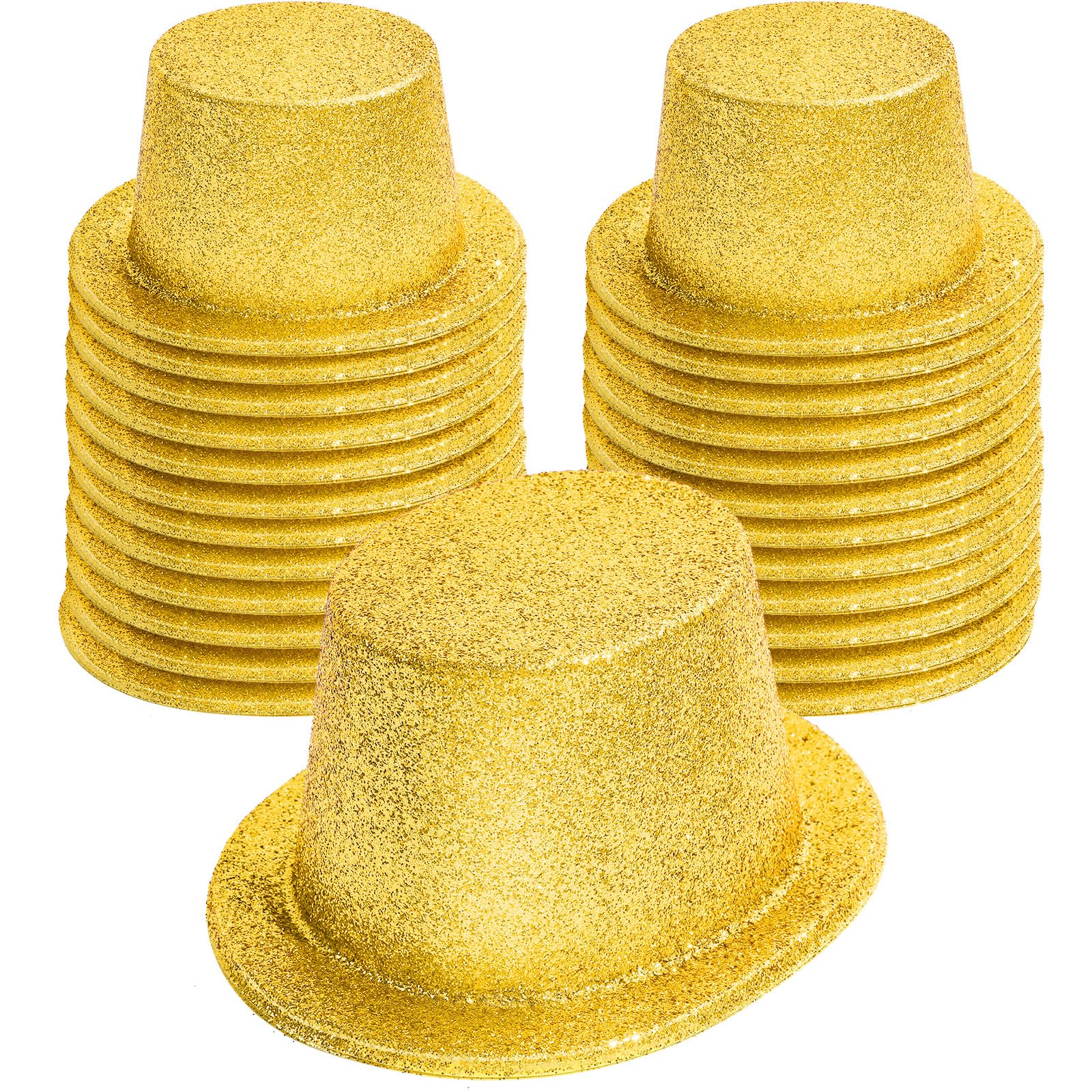 Hillban 24 Pcs Glitter Top Hat Bowler Hat Costume Hats for Adults Unisex 1920s Party Glitter Hats for Masquerades Party