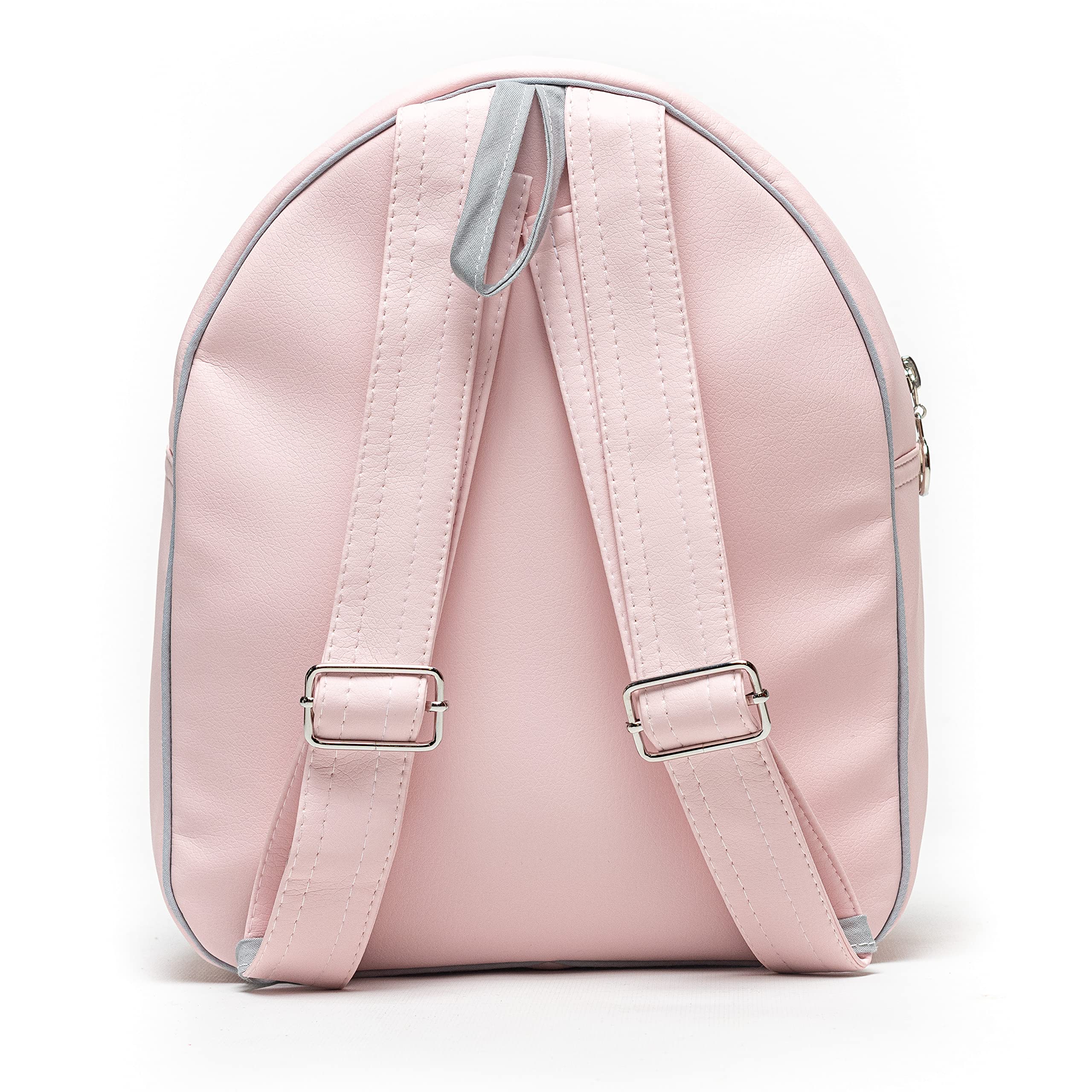 Nenel Kinderrucksack aus Kunstleder, personalisierbar, Kindergartenrucksack mit Namen, bestickt, Noa Rosa/Grau