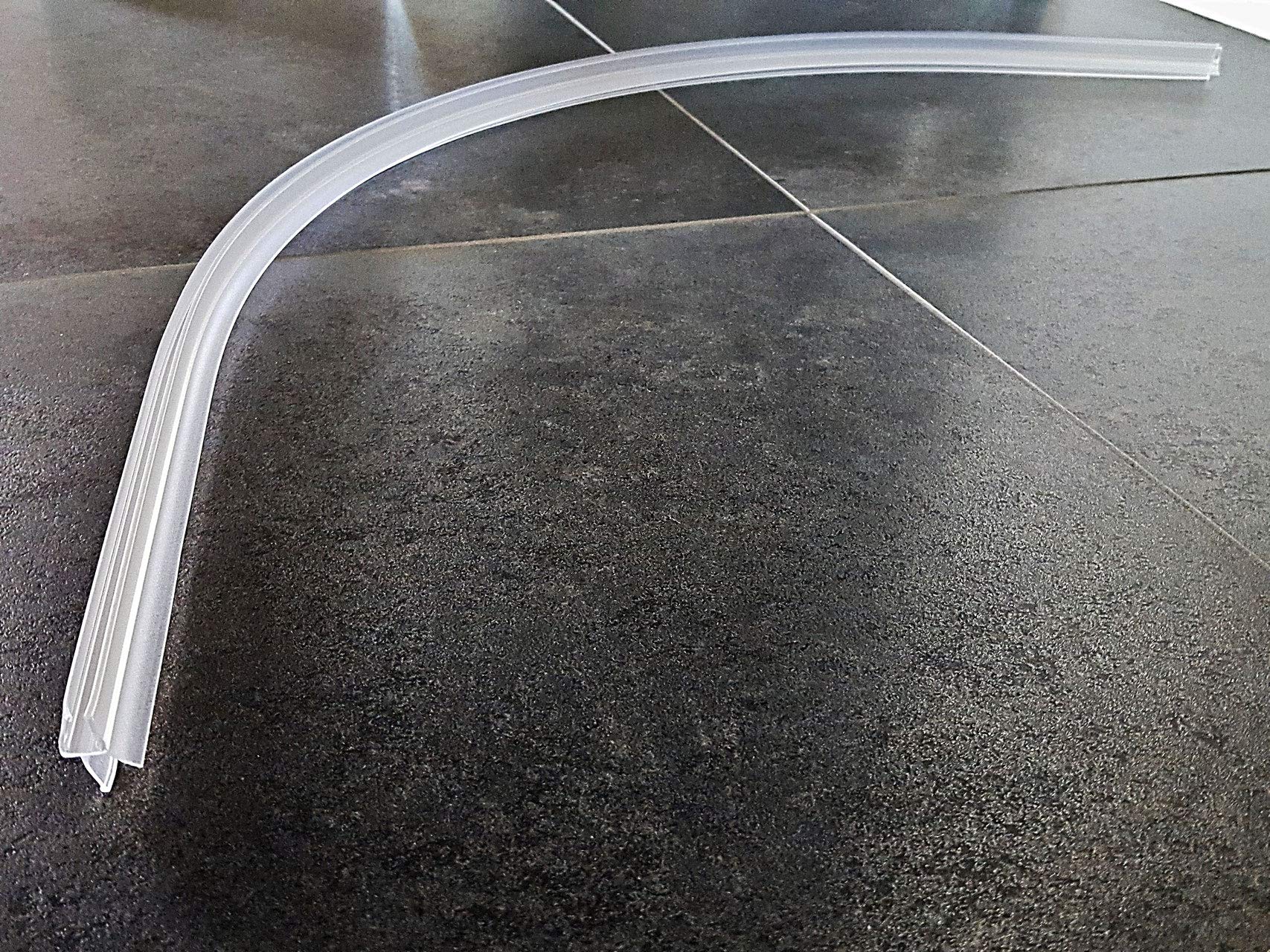KRISTHAL gebogene Dusch-Türdichtung für Viertelkreisduschen mit kurzer Abtropfleiste und Verstärkung unten, Duschdichtung für 6 und 8 mm Glas, Made In Germany - Art. Nr. 5101