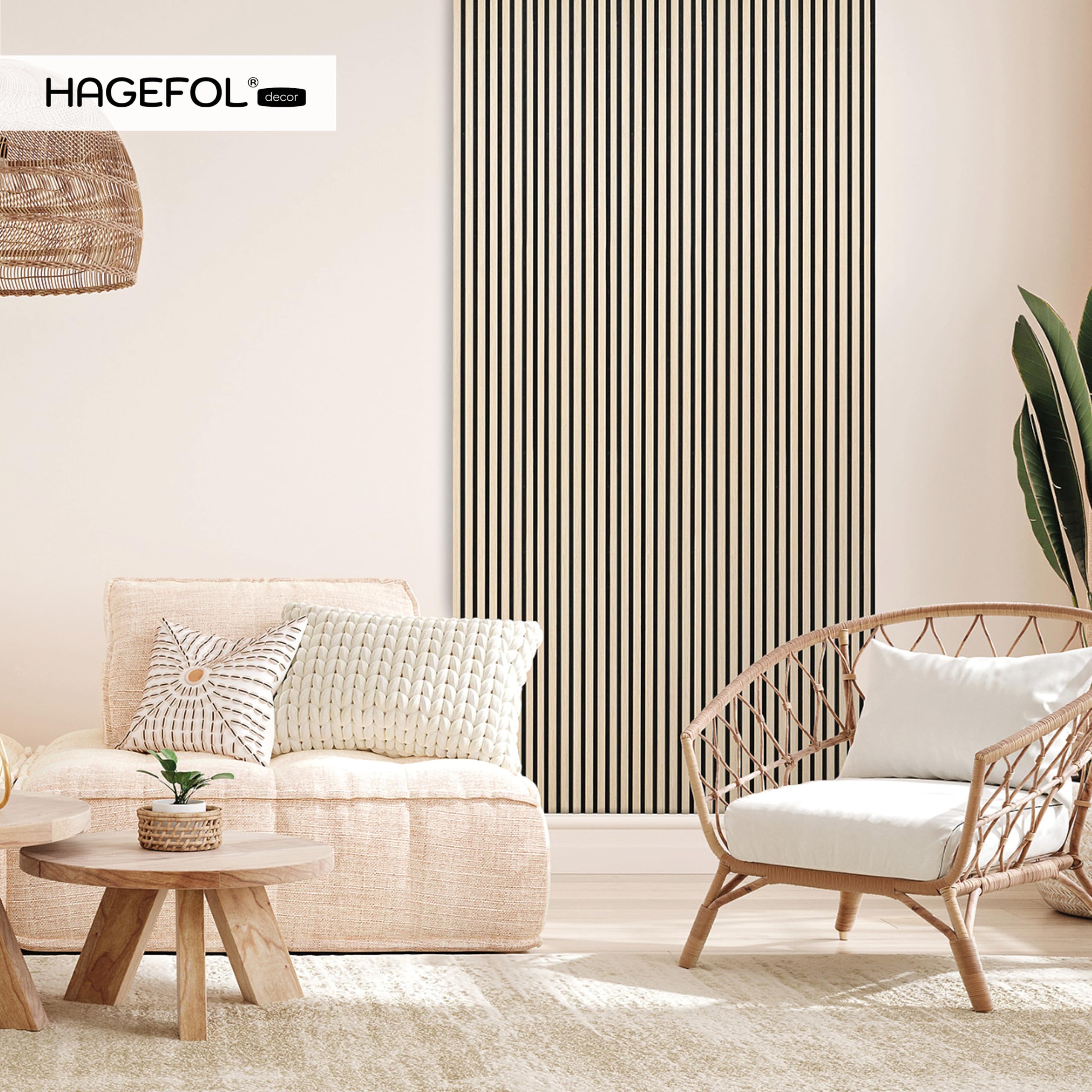 HAGEFOL® Panneaux Acoustiques Auto-adhésifs Lite 240x56 cm – Lot de 2 Panneaux Muraux Effet Bois – Isolation Phonique Murale en Feutre PET Recyclé – Installation Sans Perçage (Chêne)