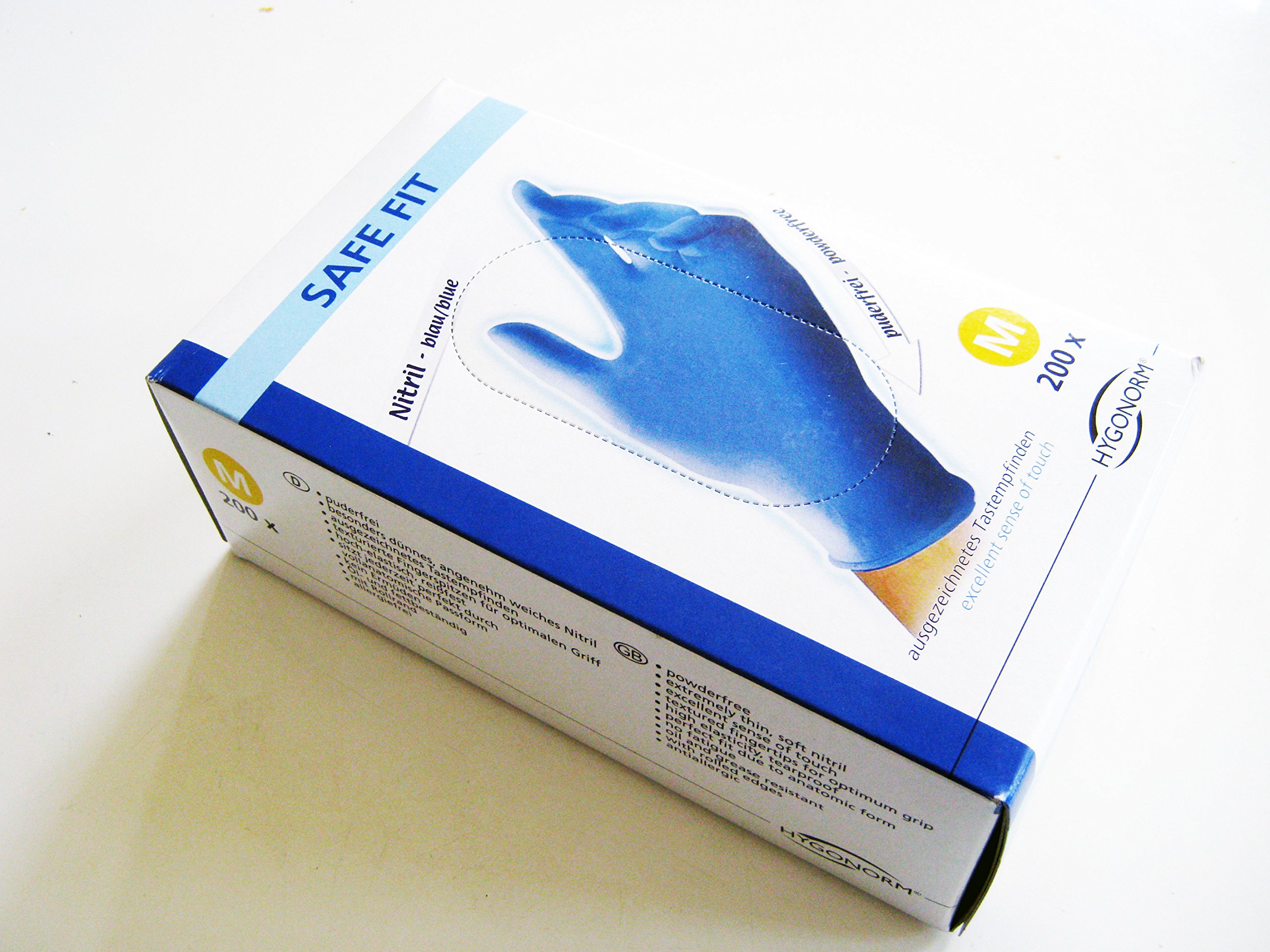 FRANZ MENSCH Nitril-Handschuh blau, Safe Fit 2000 Stück (10 Boxen à 200 Stück) (S)