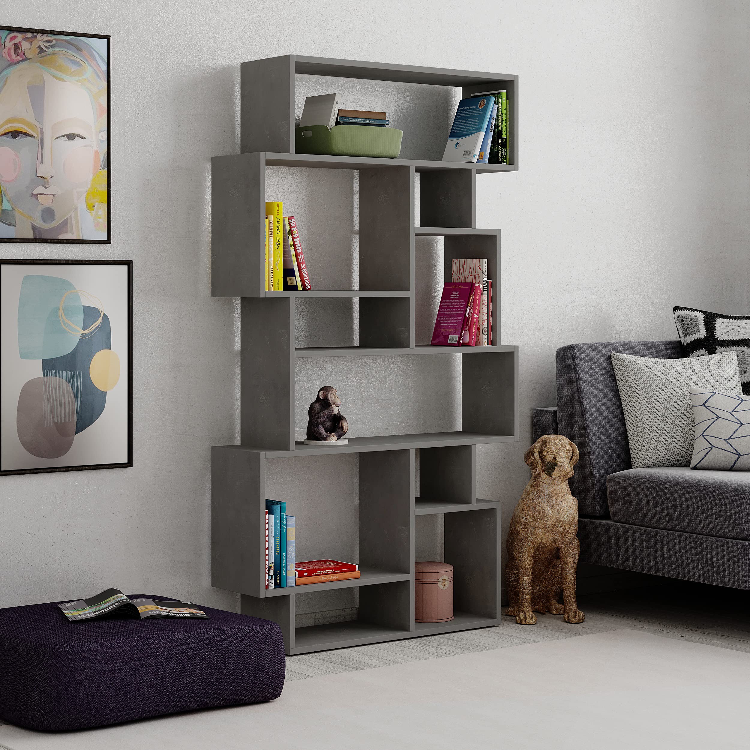 HOCUS PICUS 6 Tier Bookcase, Many Colour Options, Book Storage, Retro Grey โ image 1