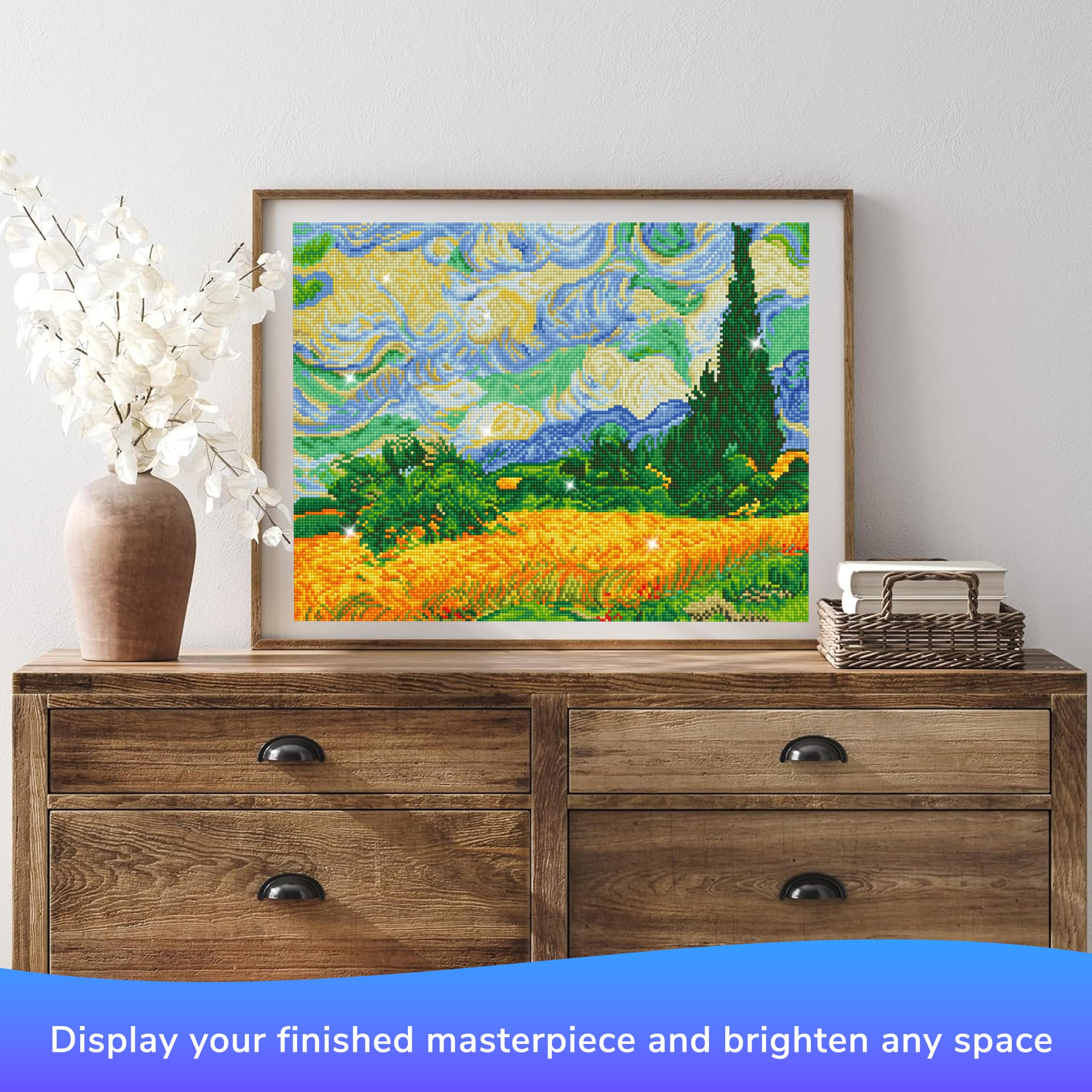Diamond Dotz DD9-024 Weizenfeld (Van Gogh), ca. 51 x 39 cm groß, Diamond Painting, Malen mit Diamanten, funkelndes Bild zum Selbstgestalten, für Kinder und Erwachsene, bunt