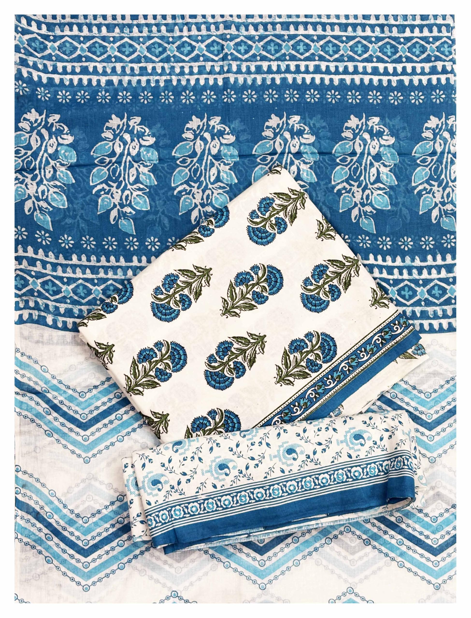 DESERT FABRICS Unstitched Pure Cotton Salwar Suit Material Printed (White and Purple)-image-34