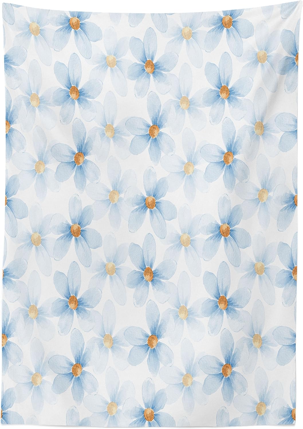 Ambesonne Watercolor Flower Tablecloth, Pastel Floral Pattern Print Chamomiles and Daisies Nature Art, Dining Room Kitchen Rectangular Table Cover, 60" X 84", Yellow White 60" X 84" Yellow White