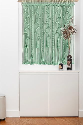Miniatura 8 de Cortinas bohemias de macramé para ventanas, cortinas tejidas divisoras de habitaciones, sala de estar, cortinas para colgar en la pared, 39 pulgadas